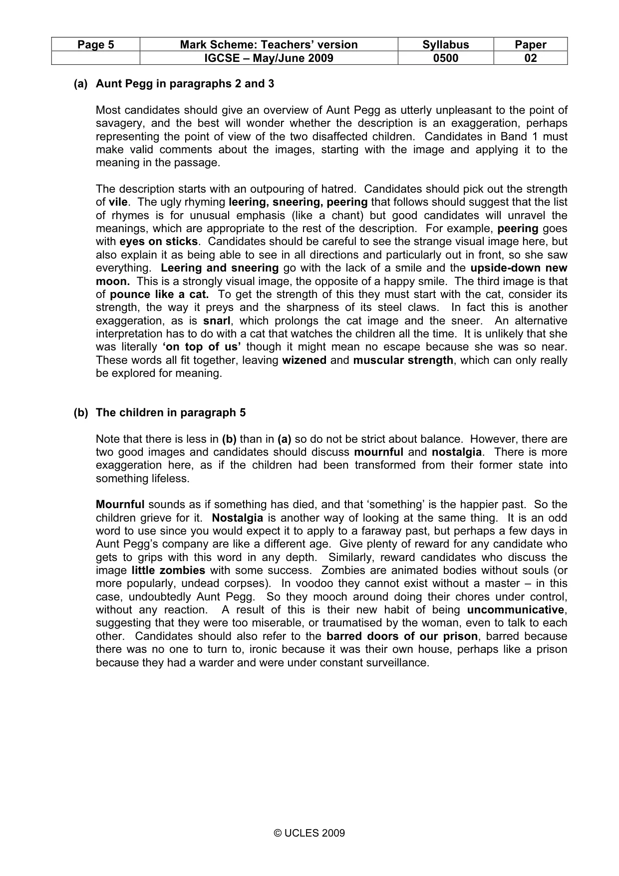 Mark scheme, page 5 of 7