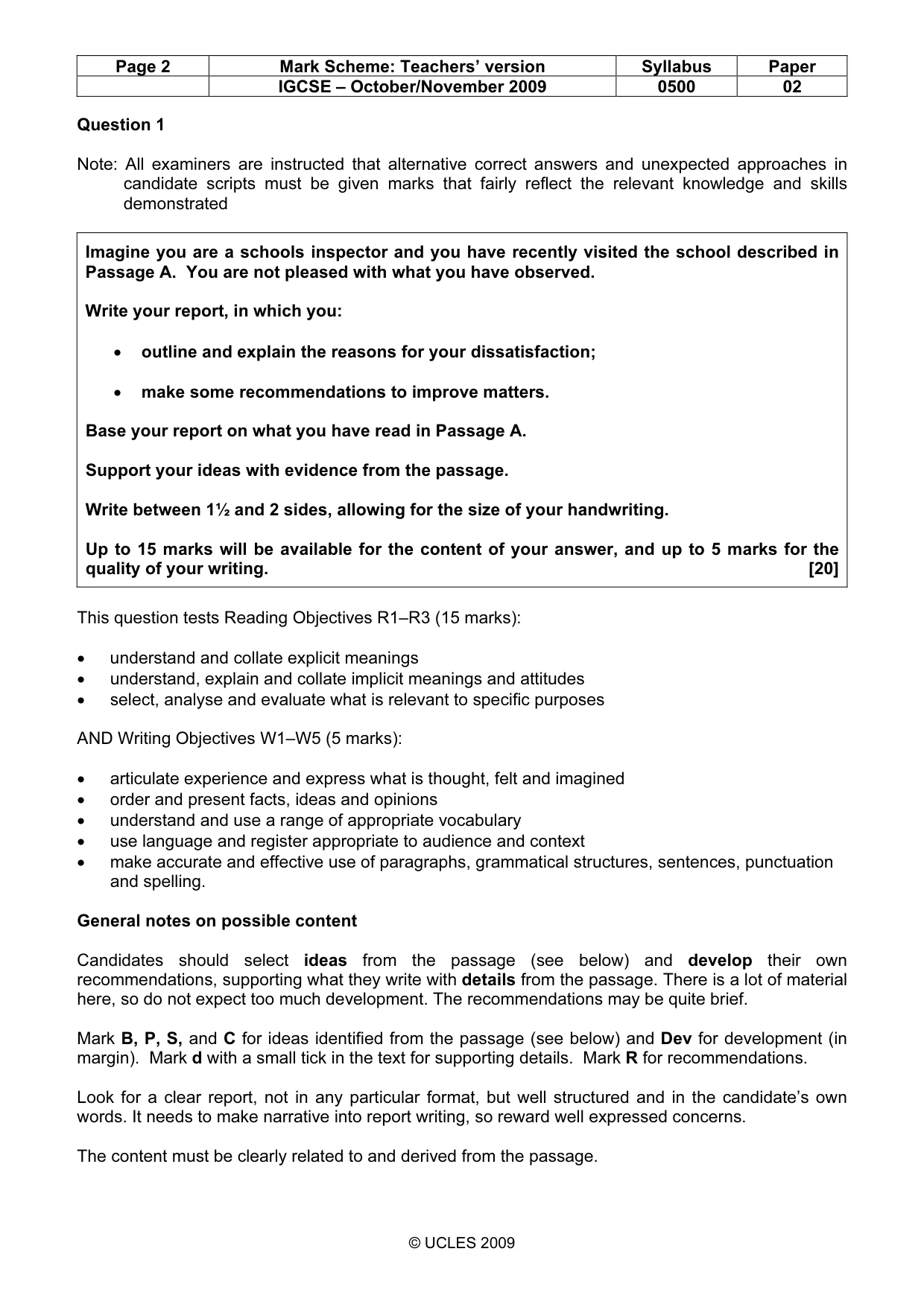 Mark scheme, page 2 of 10