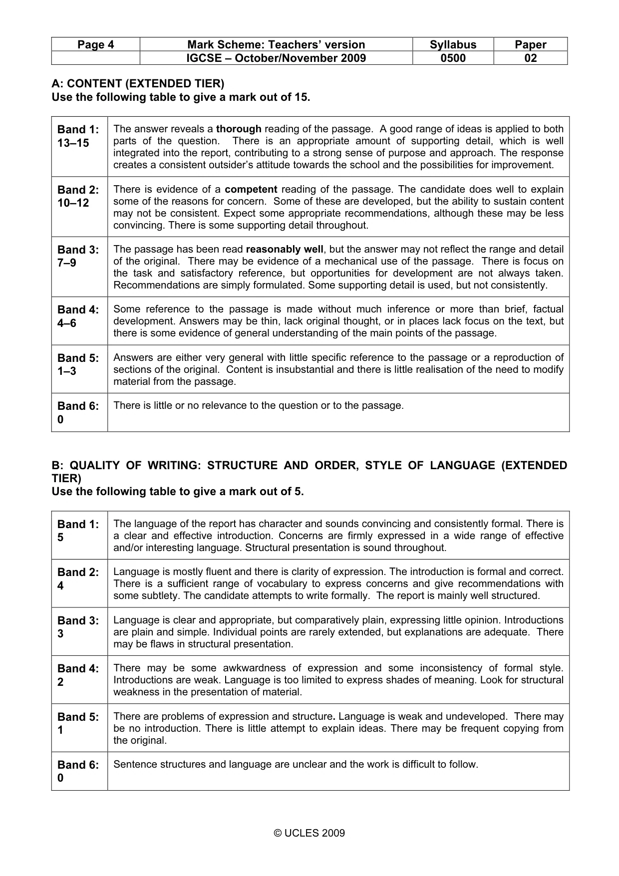 Mark scheme, page 4 of 10