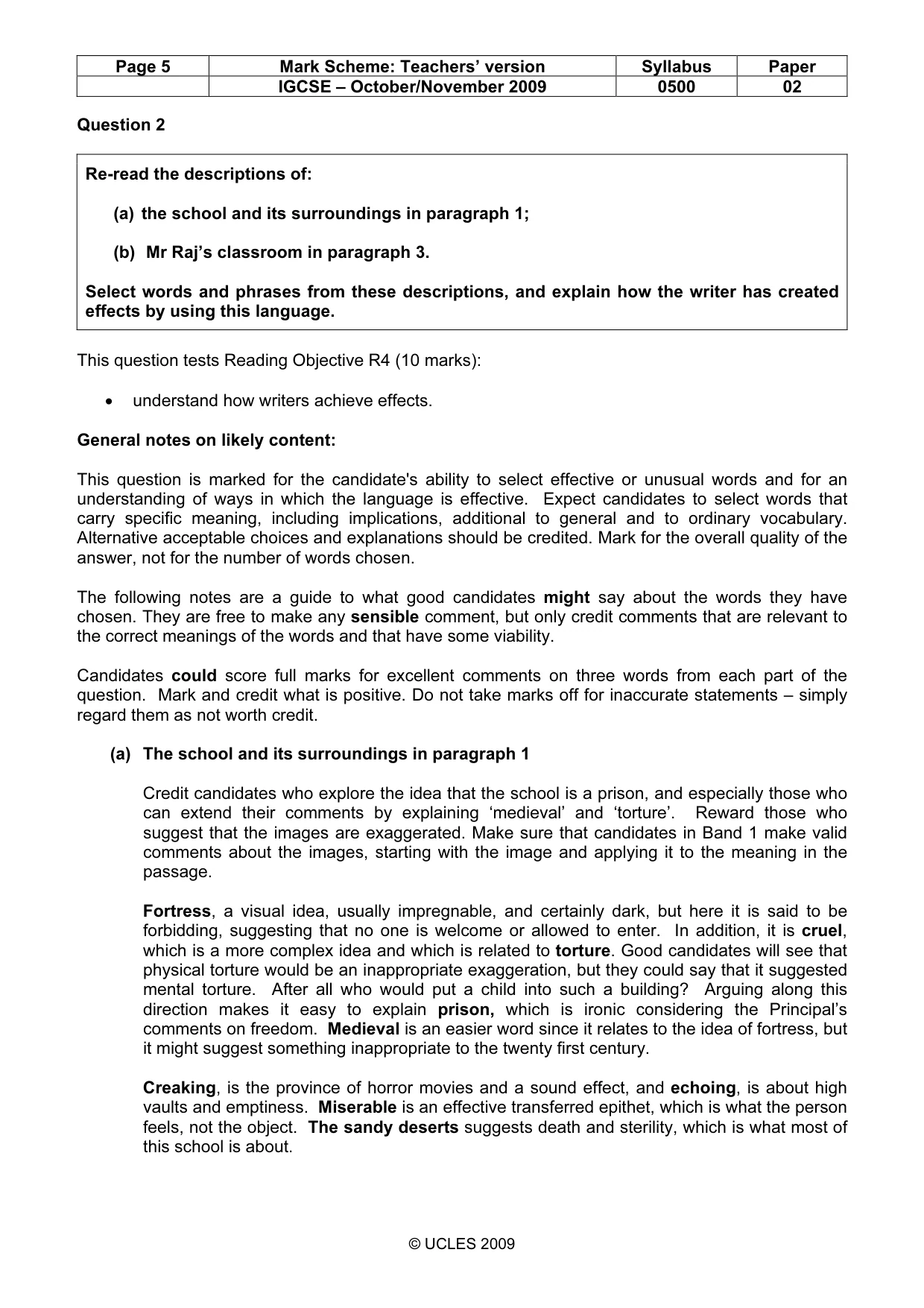Mark scheme, page 5 of 10