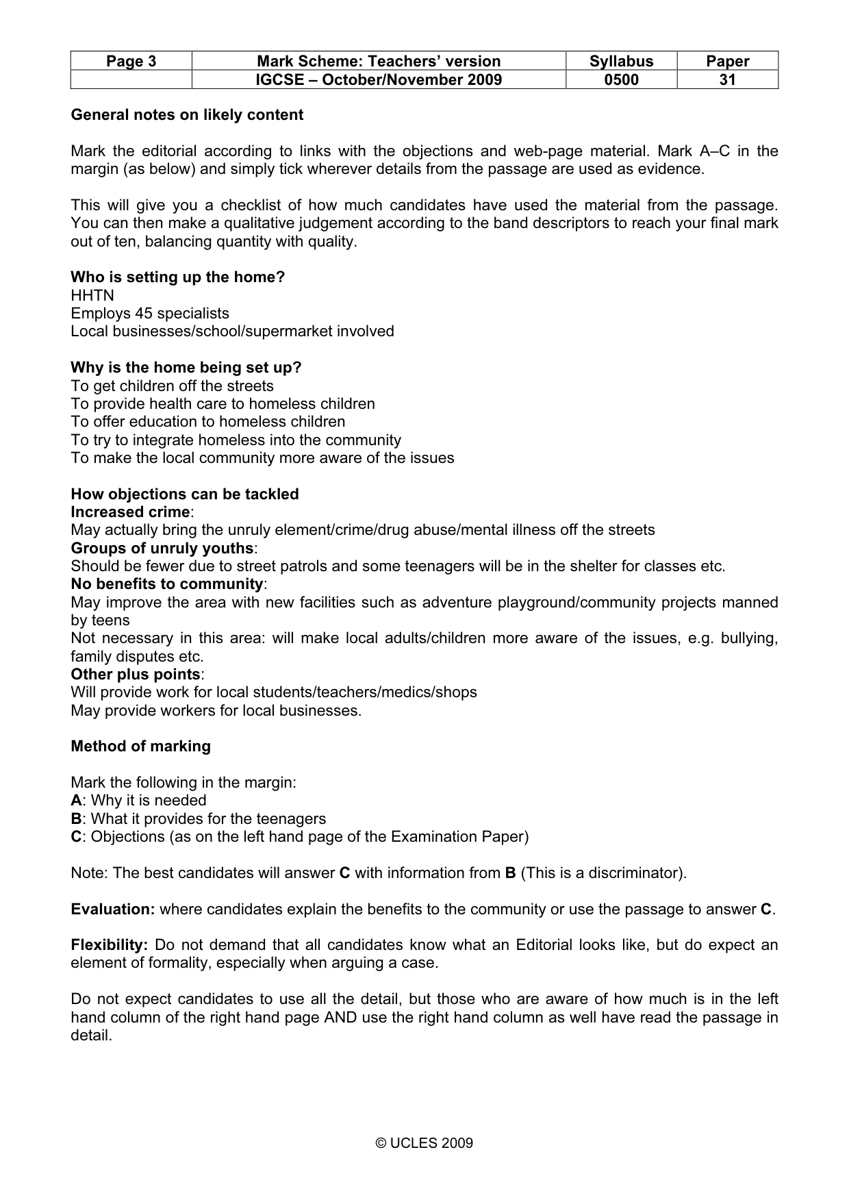 Mark scheme, page 3 of 8