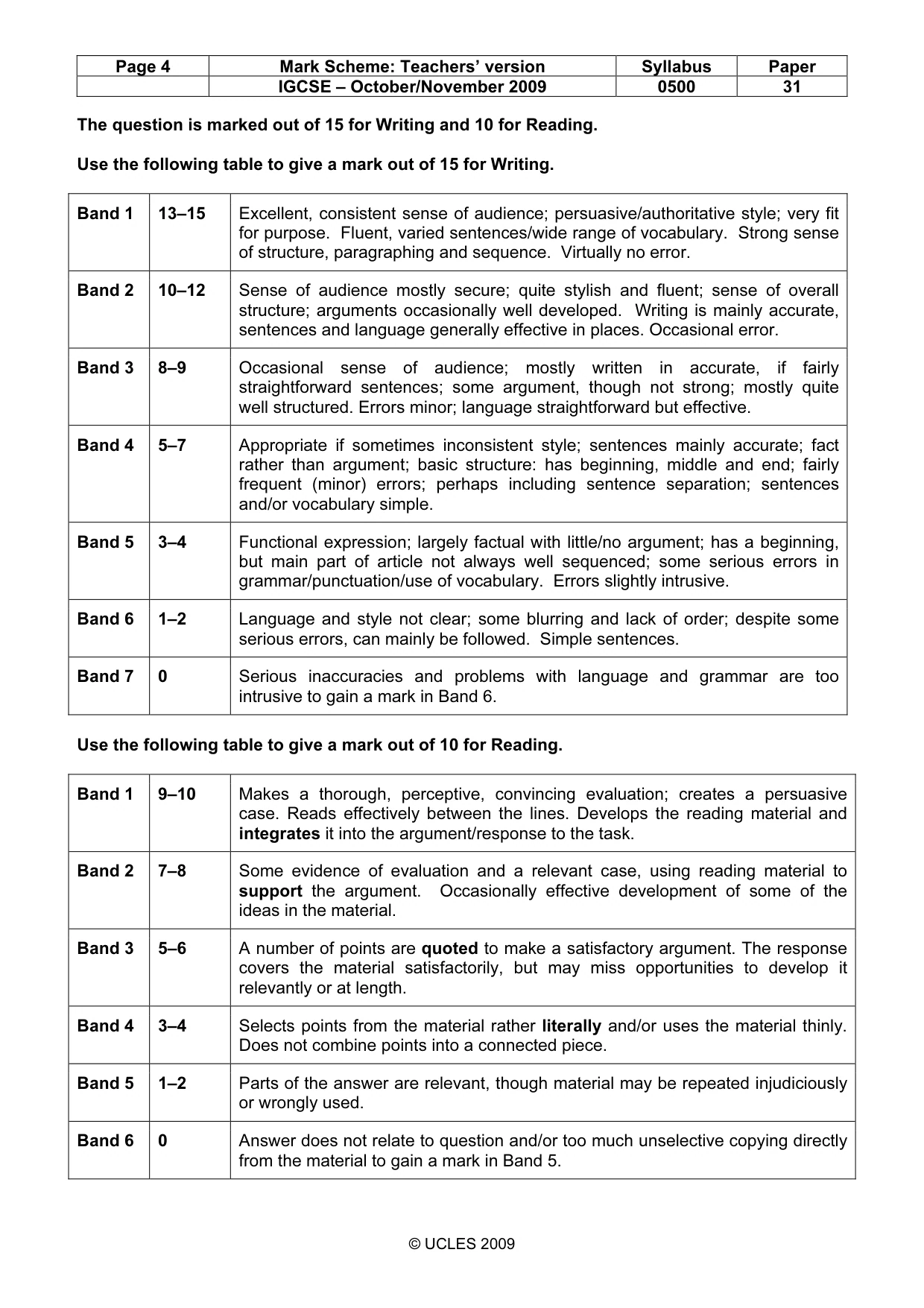 Mark scheme, page 4 of 8