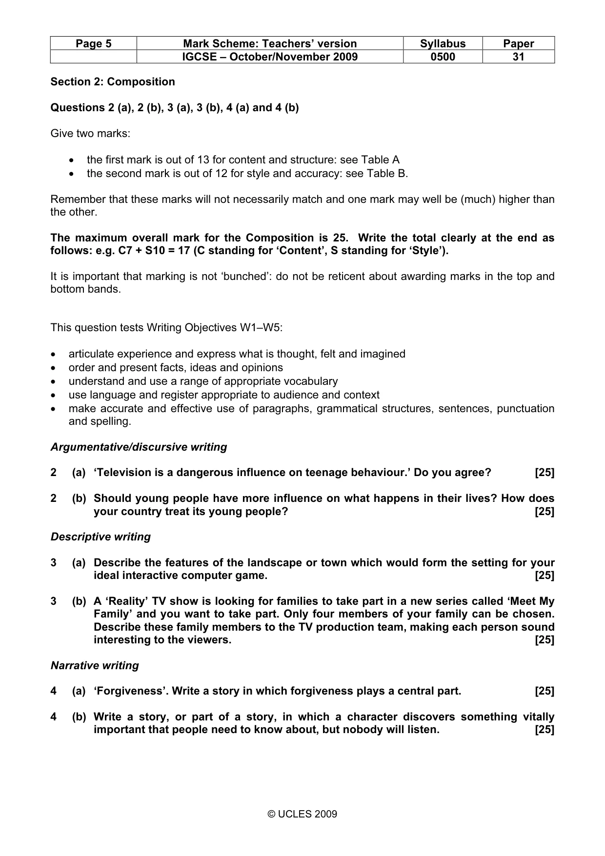 Mark scheme, page 5 of 8