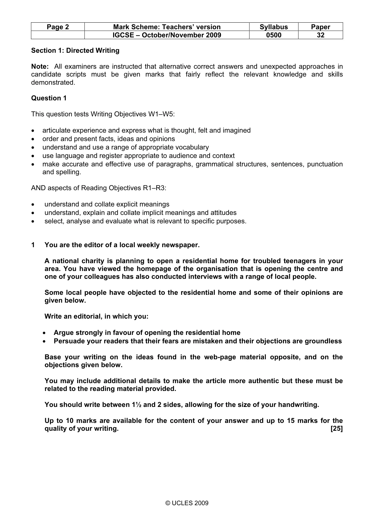 Mark scheme, page 2 of 8