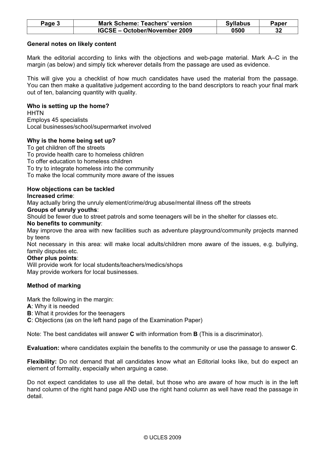 Mark scheme, page 3 of 8