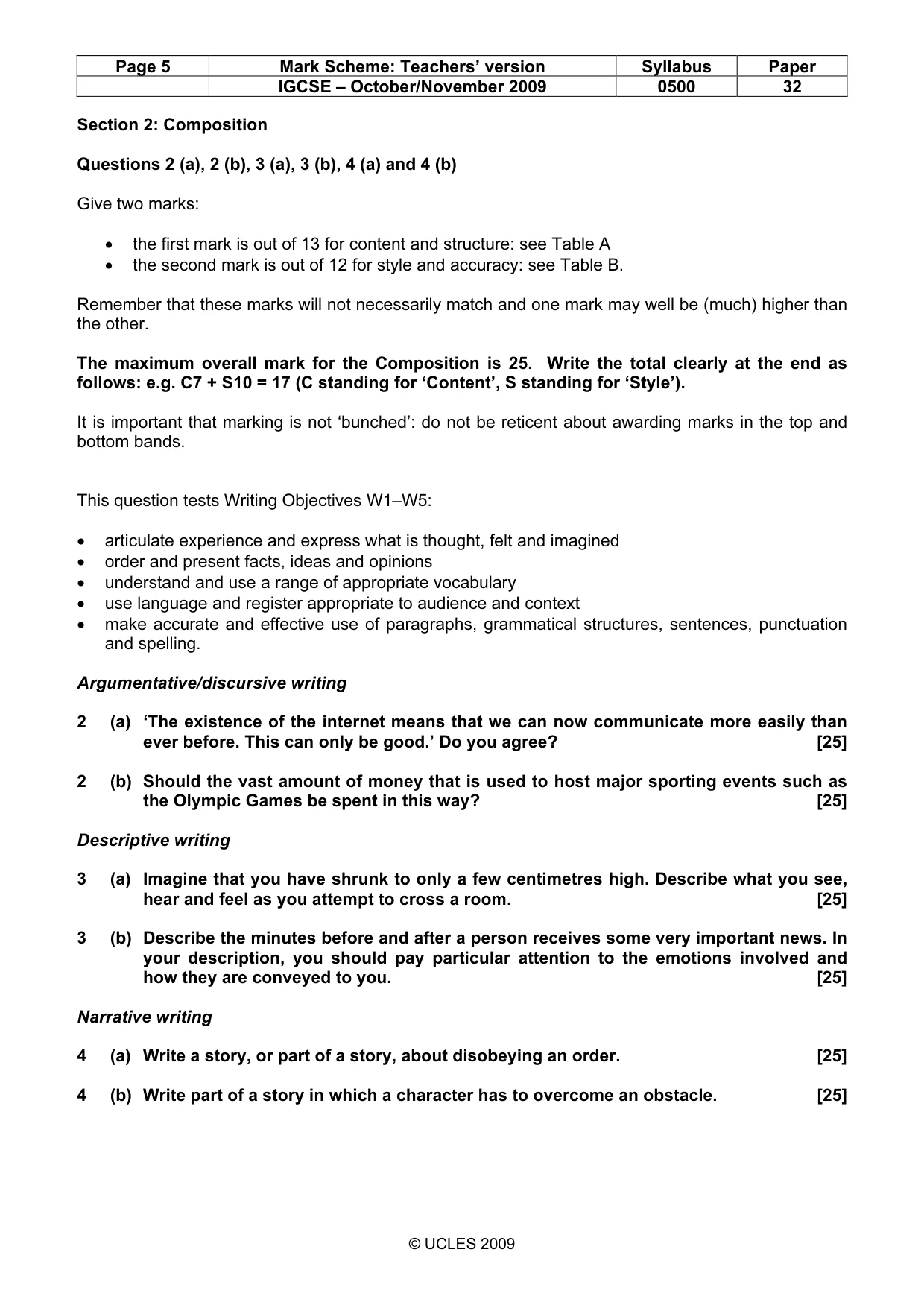 Mark scheme, page 5 of 8
