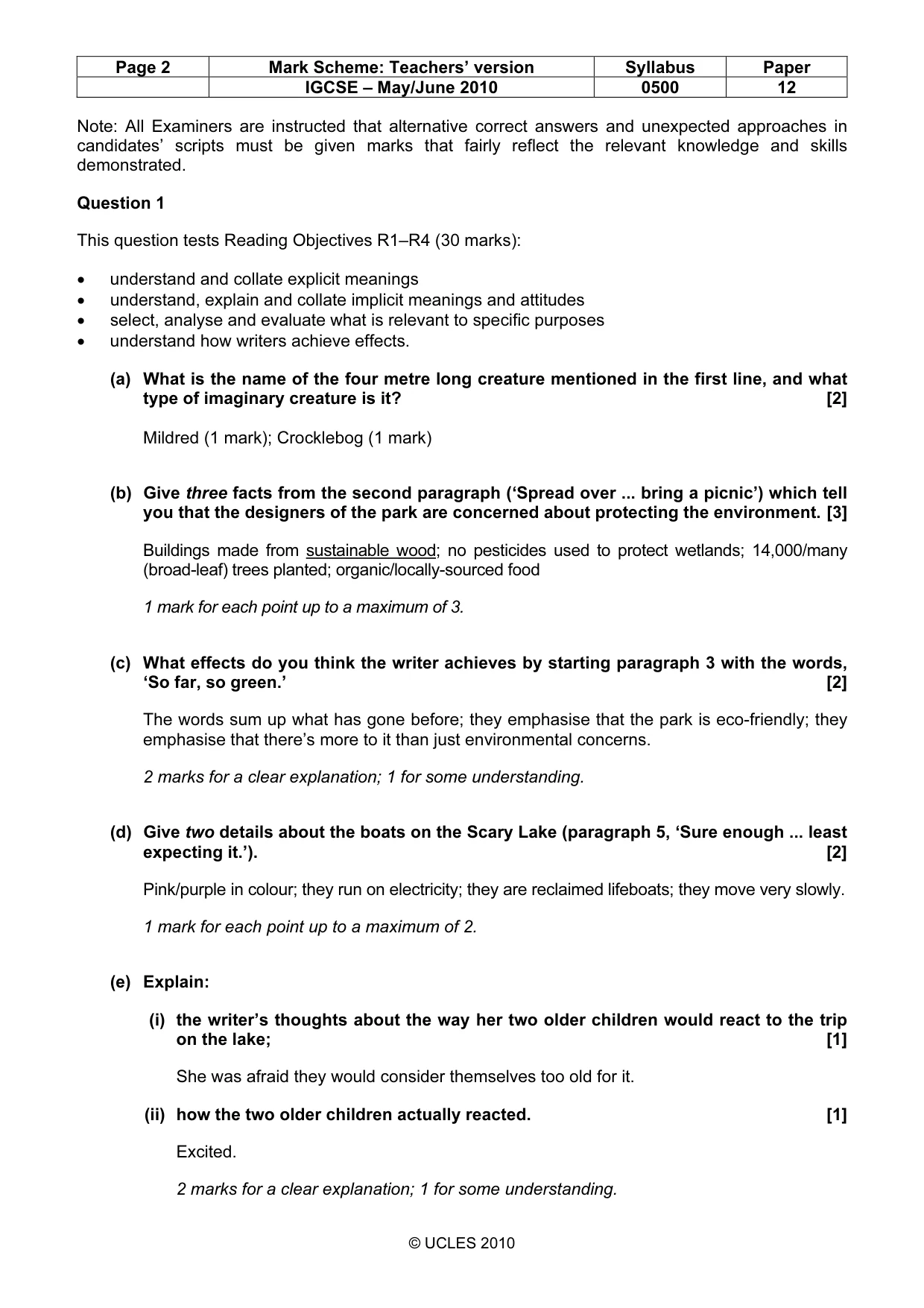Mark scheme, page 2 of 7
