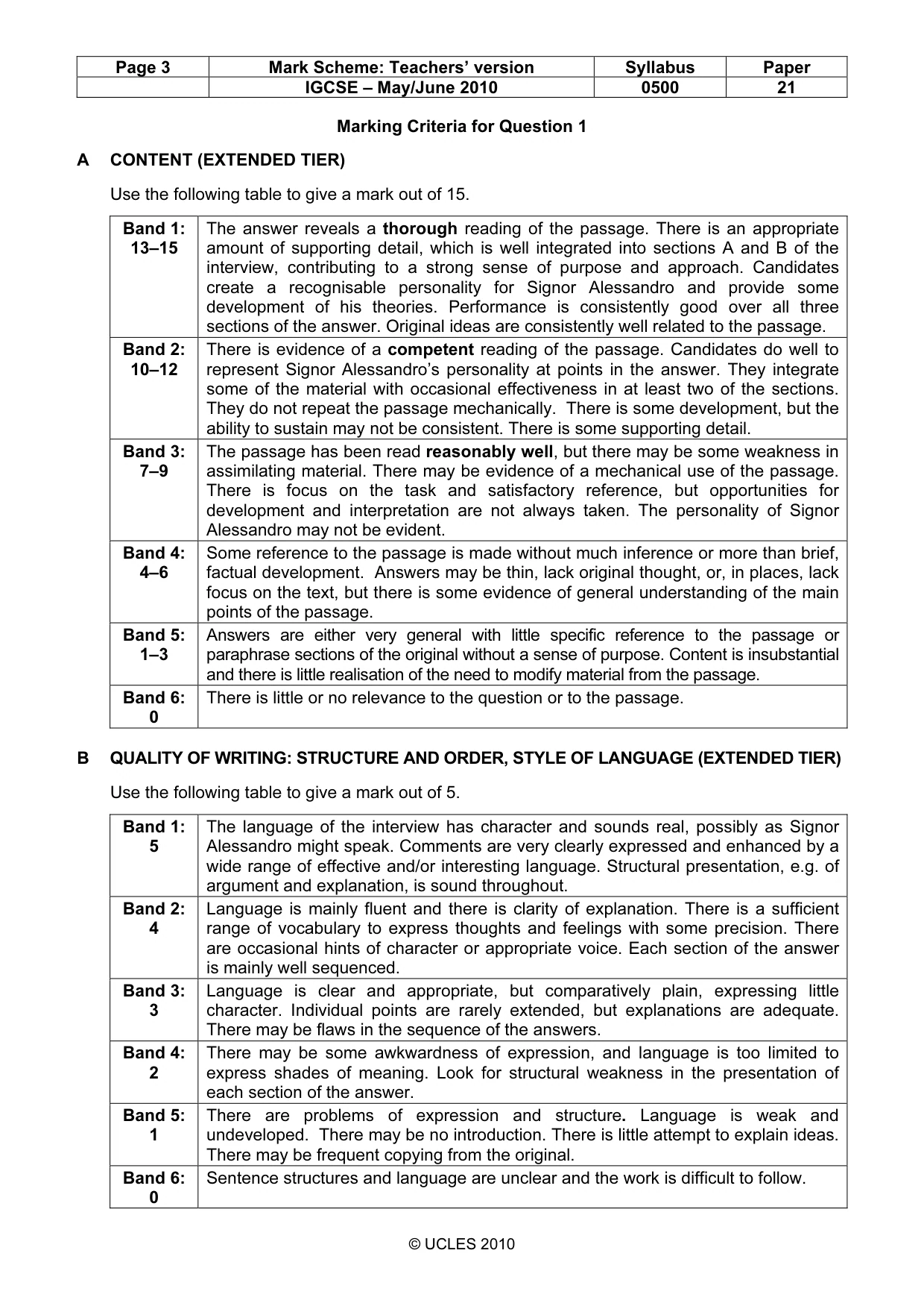 Mark scheme, page 3 of 7