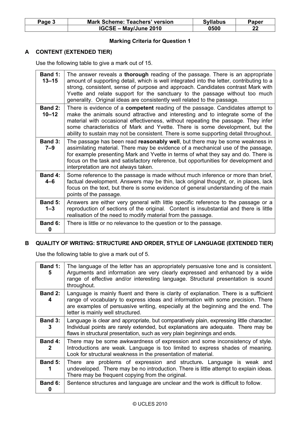Mark scheme, page 3 of 7