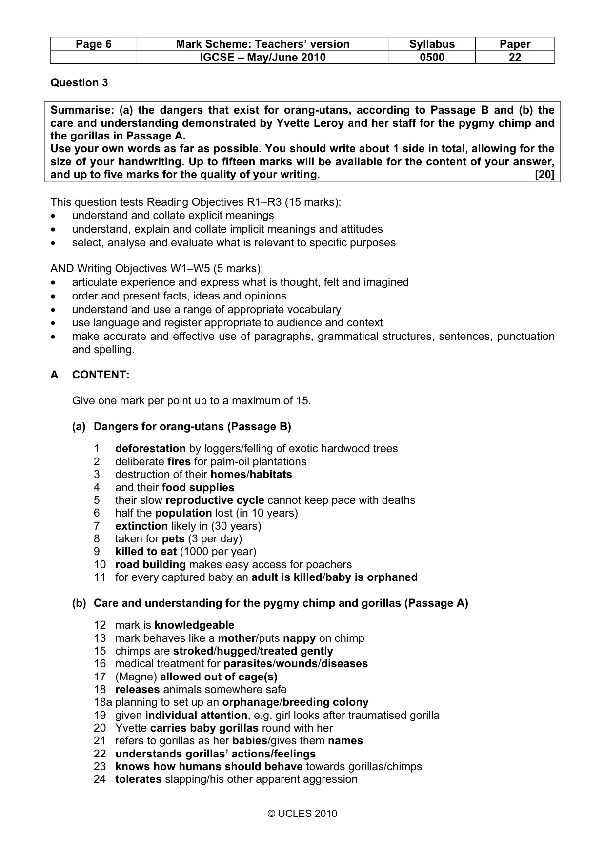 Mark scheme, page 6 of 7
