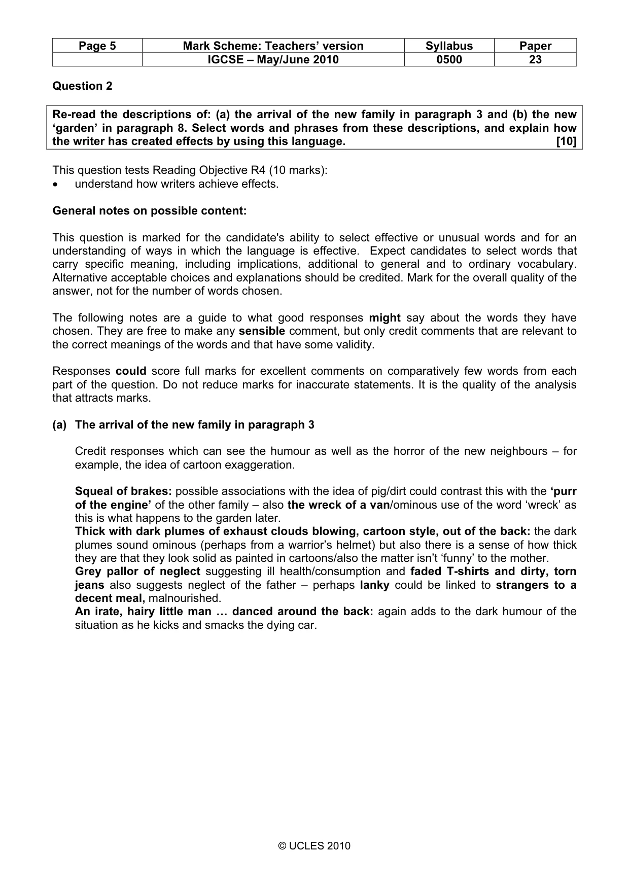 Mark scheme, page 5 of 8