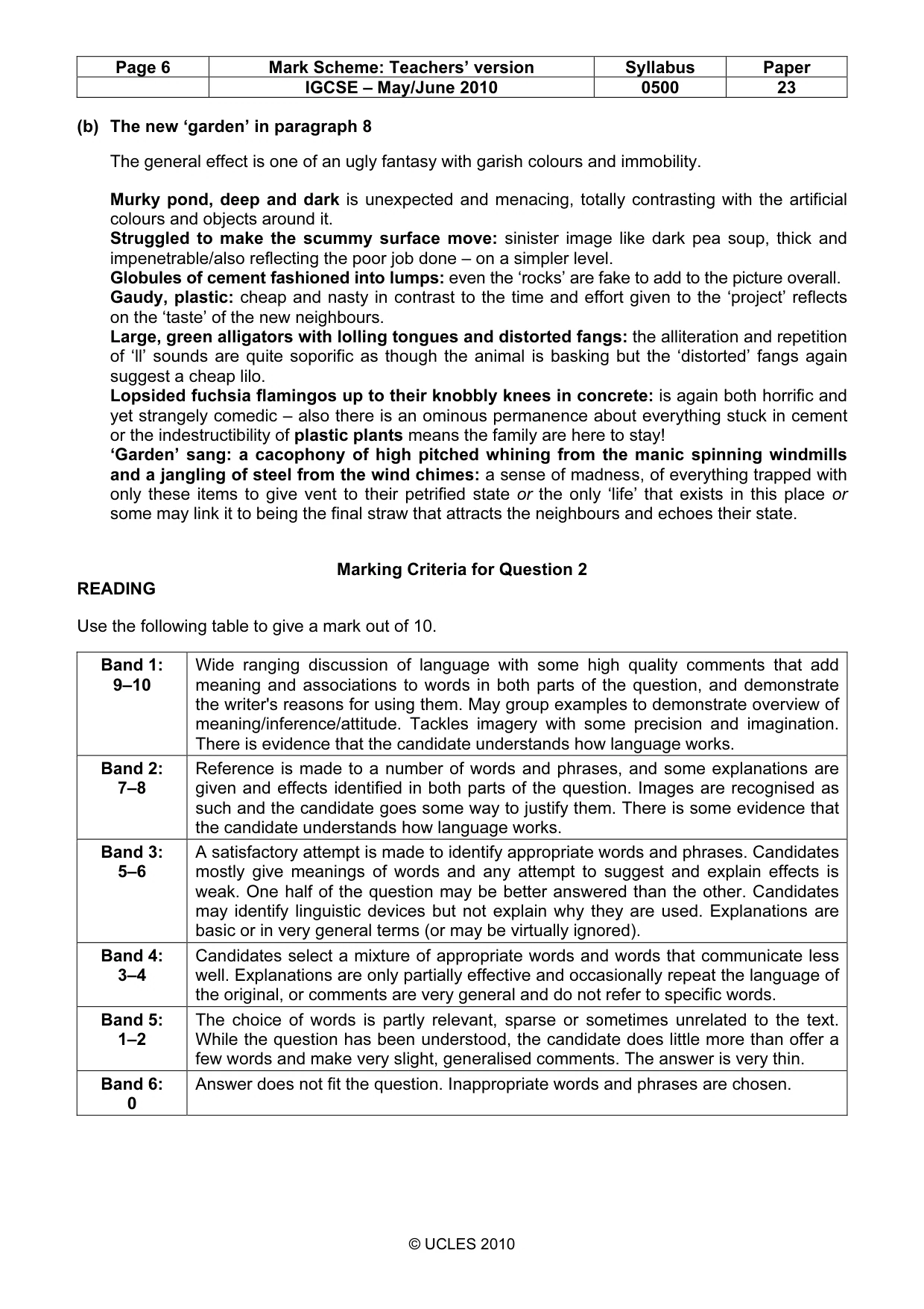 Mark scheme, page 6 of 8