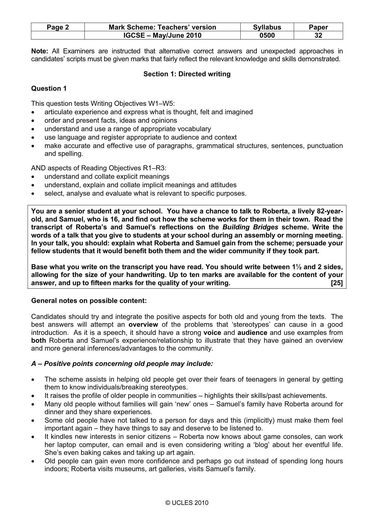 Mark scheme, page 2 of 9