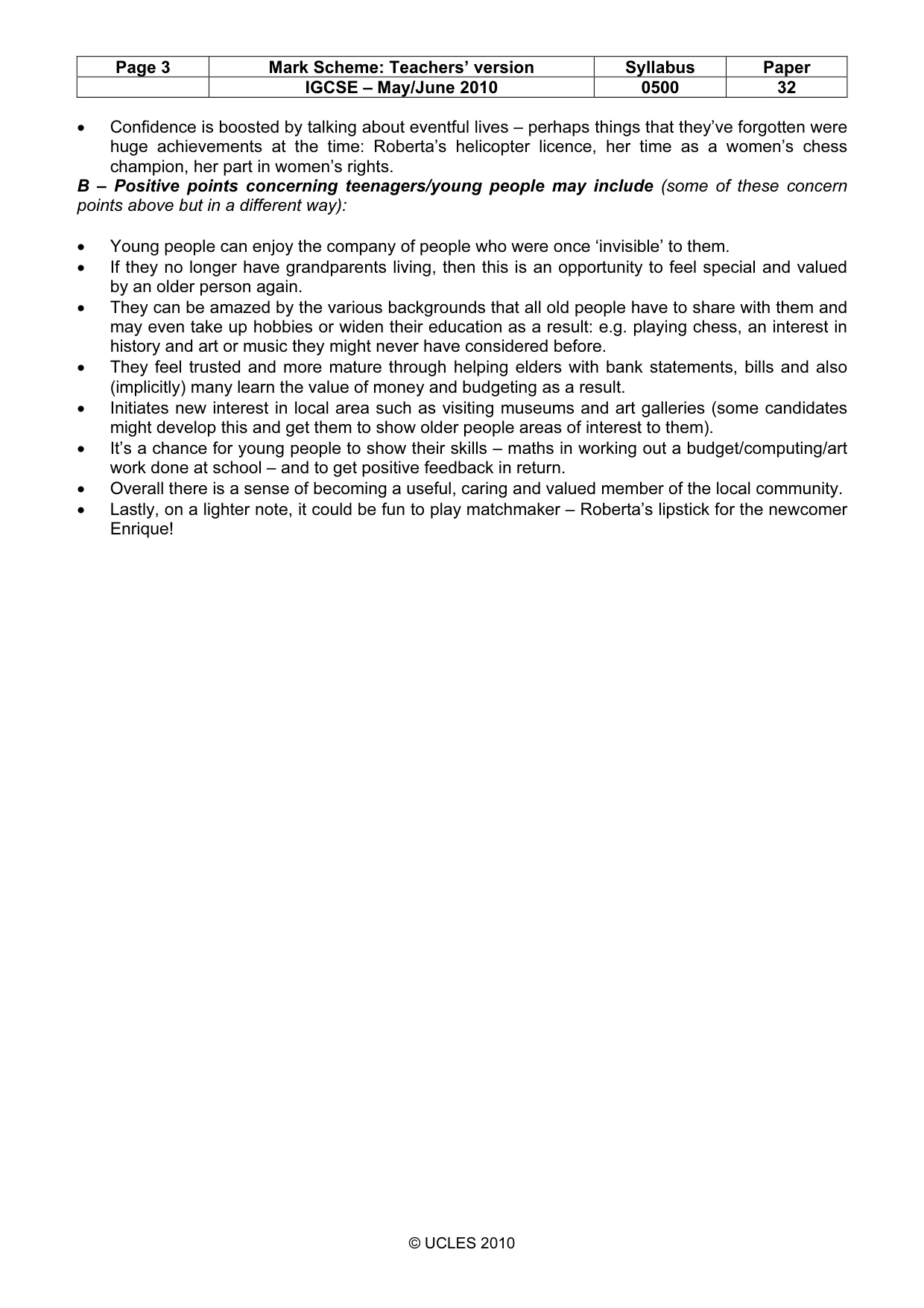 Mark scheme, page 3 of 9
