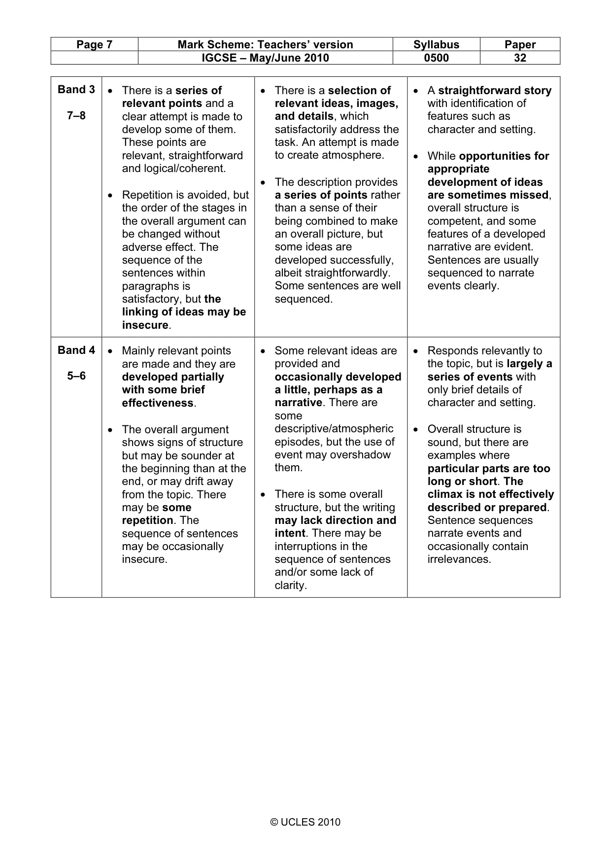 Mark scheme, page 7 of 9