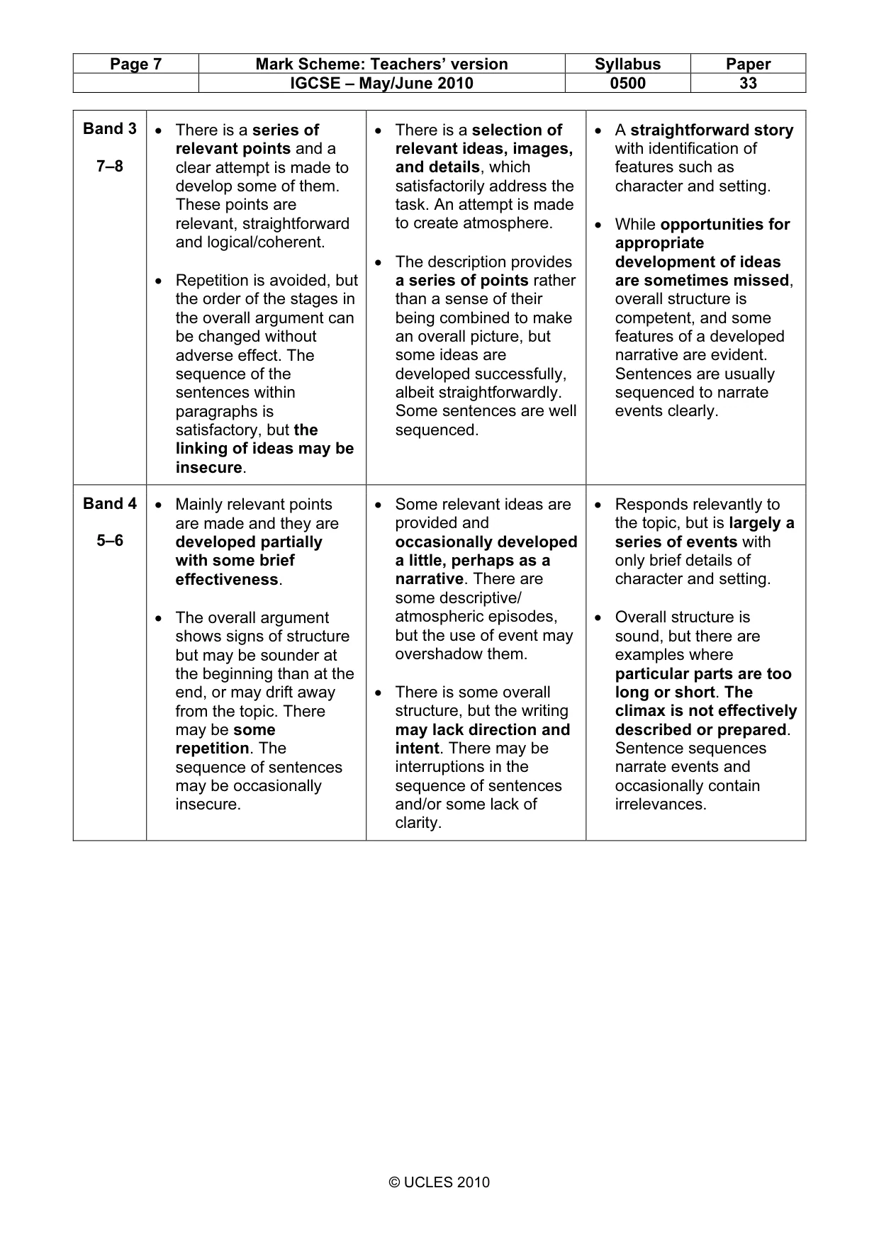 Mark scheme, page 7 of 9