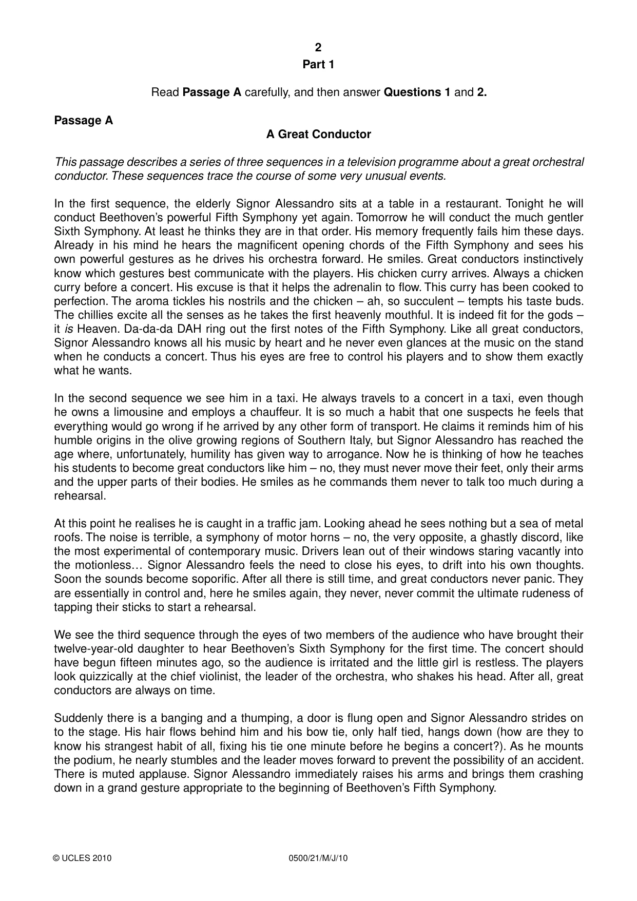 Cambridge IGCSE English - First Language 0500 2010 May/June Paper 2 · Variant 1 question paper, page 2 of 8