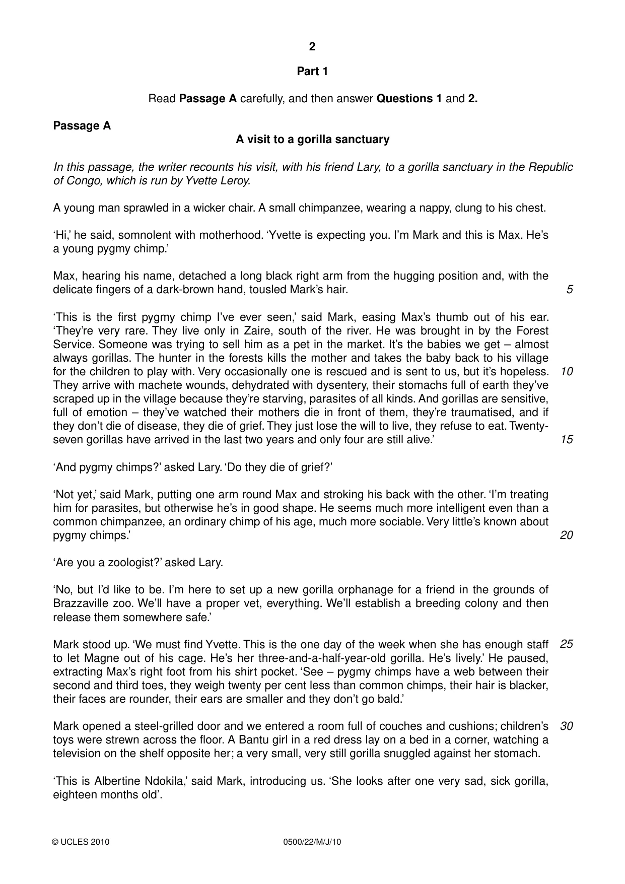 Cambridge IGCSE English - First Language 0500 2010 May/June Paper 2 · Variant 2 question paper, page 2 of 8