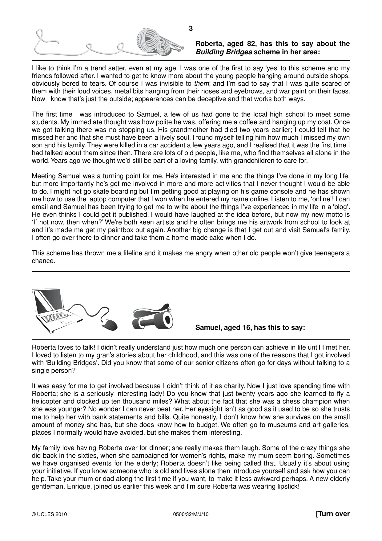 Cambridge IGCSE English - First Language 0500 2010 May/June Paper 3 · Variant 2 question paper, page 3 of 4