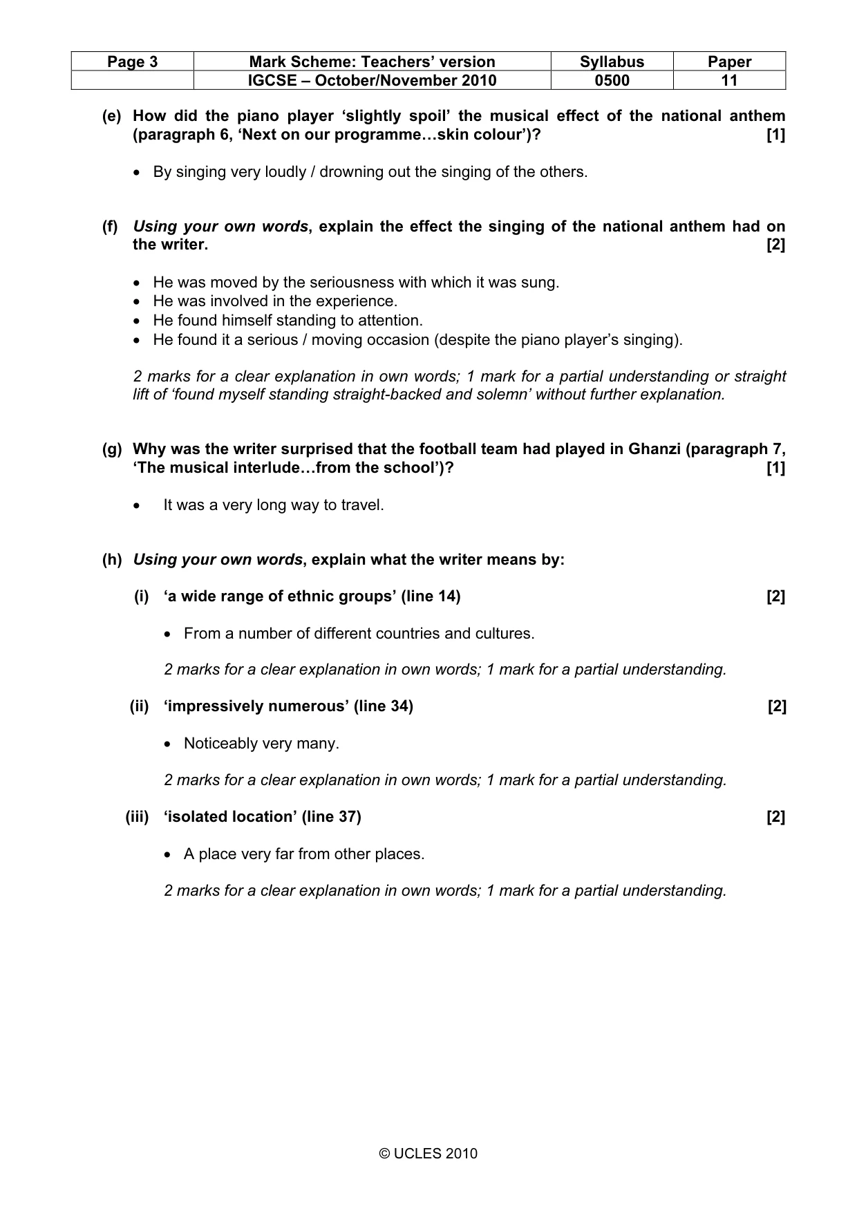 Mark scheme, page 3 of 6