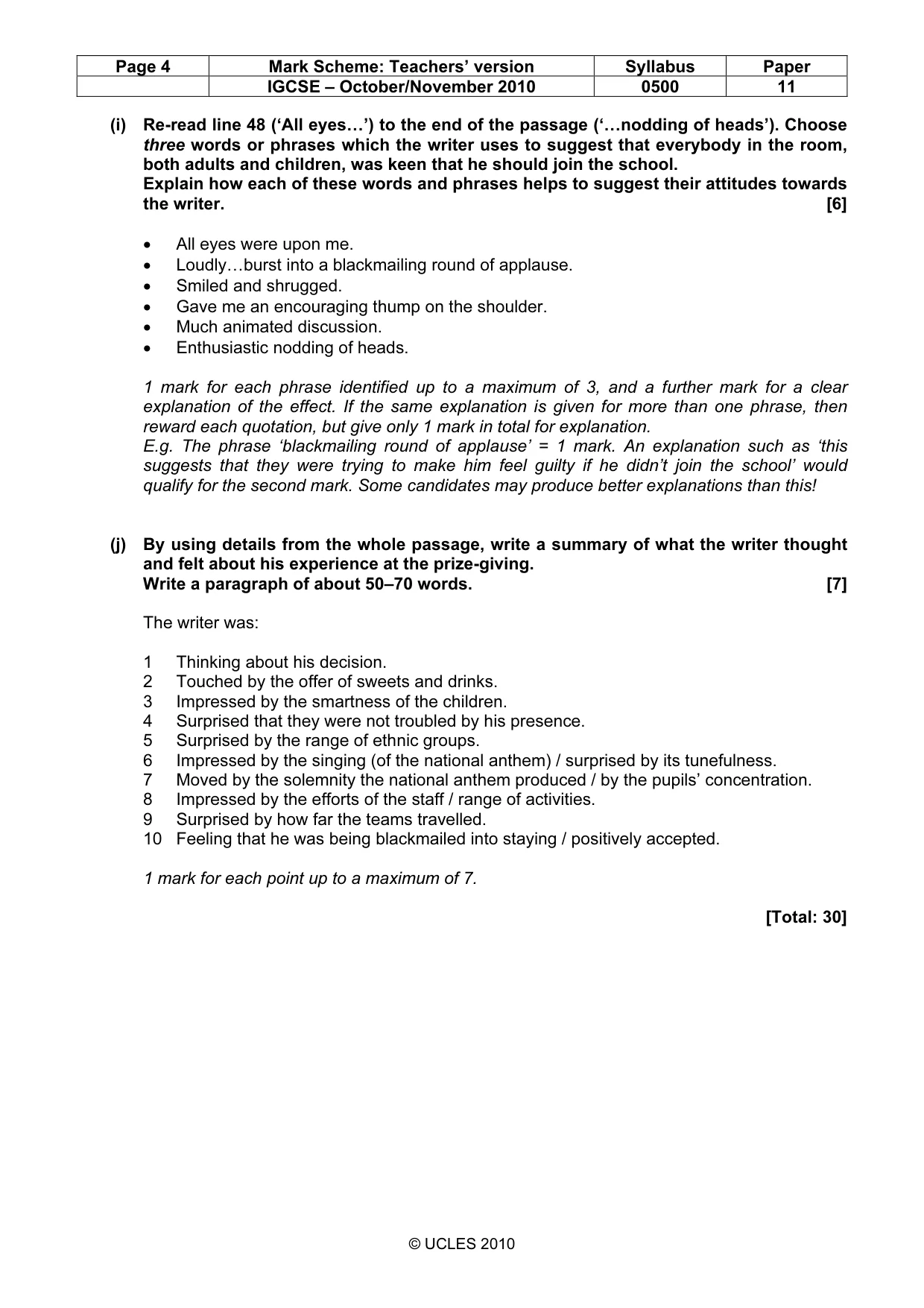 Mark scheme, page 4 of 6