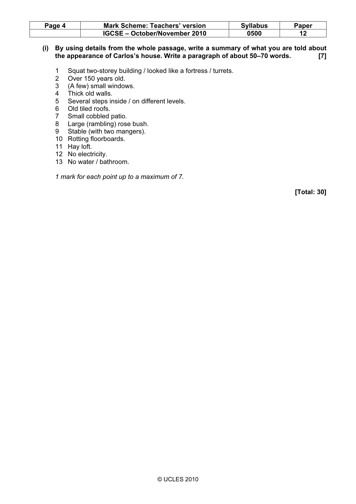 Mark scheme, page 4 of 6