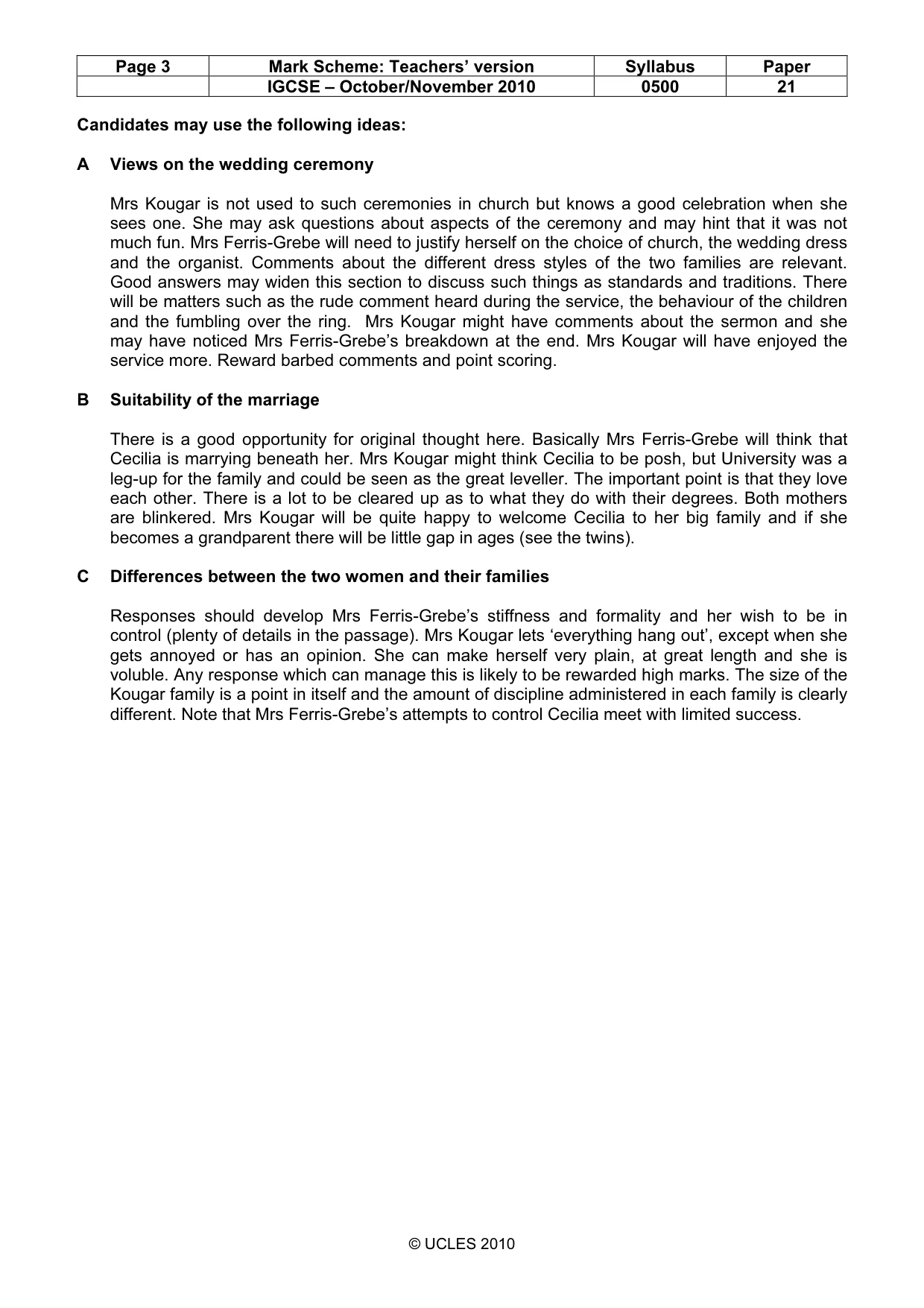 Mark scheme, page 3 of 9