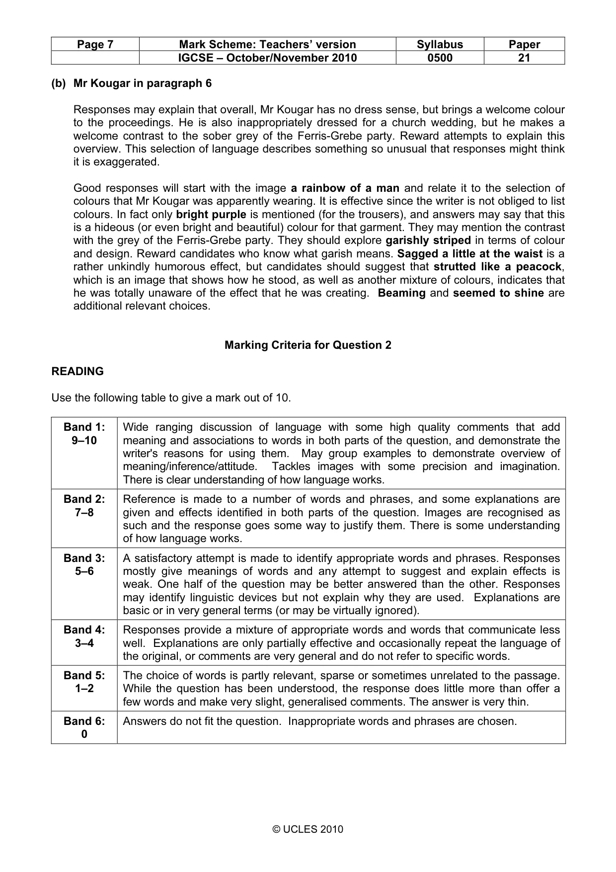 Mark scheme, page 7 of 9