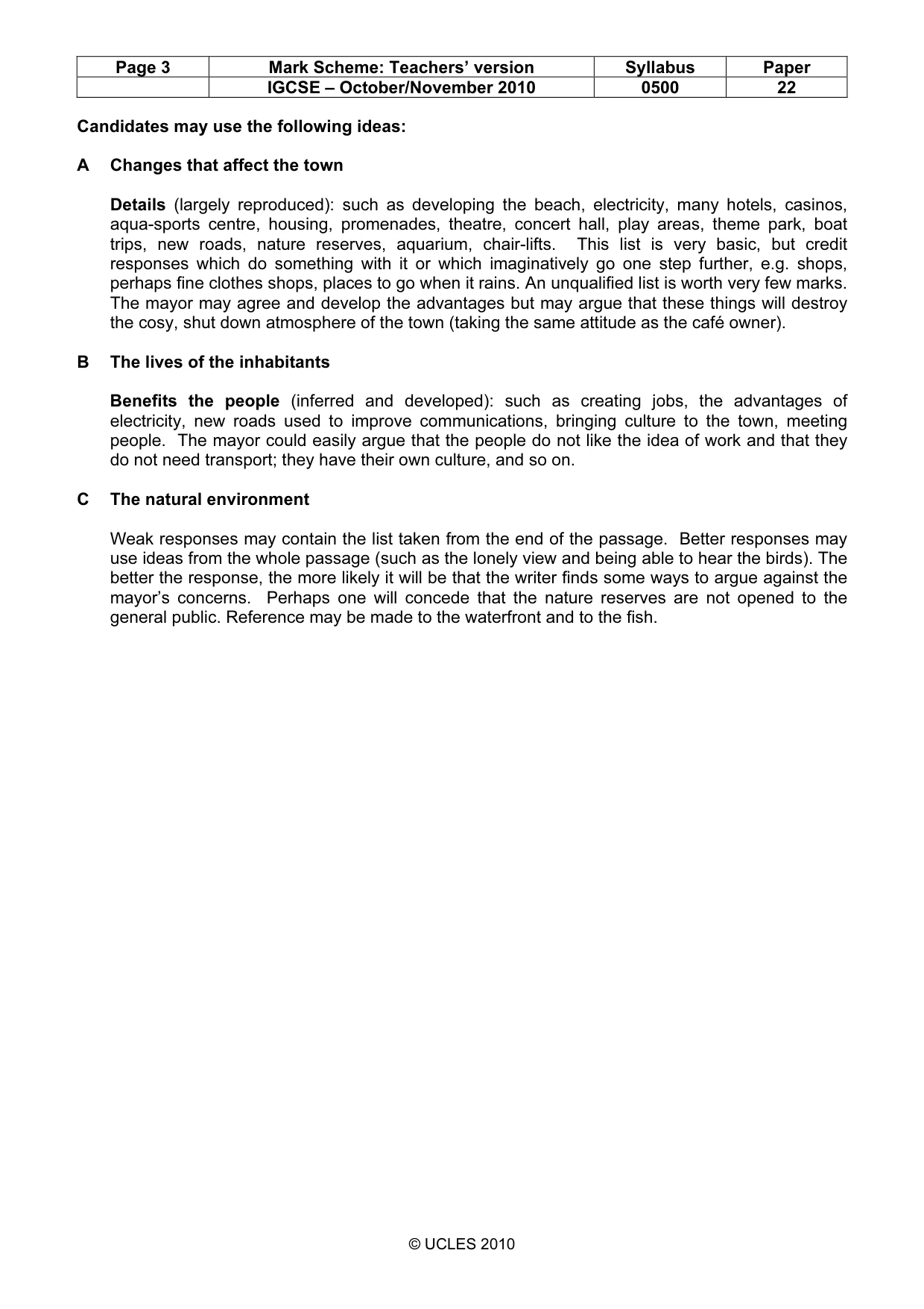 Mark scheme, page 3 of 9