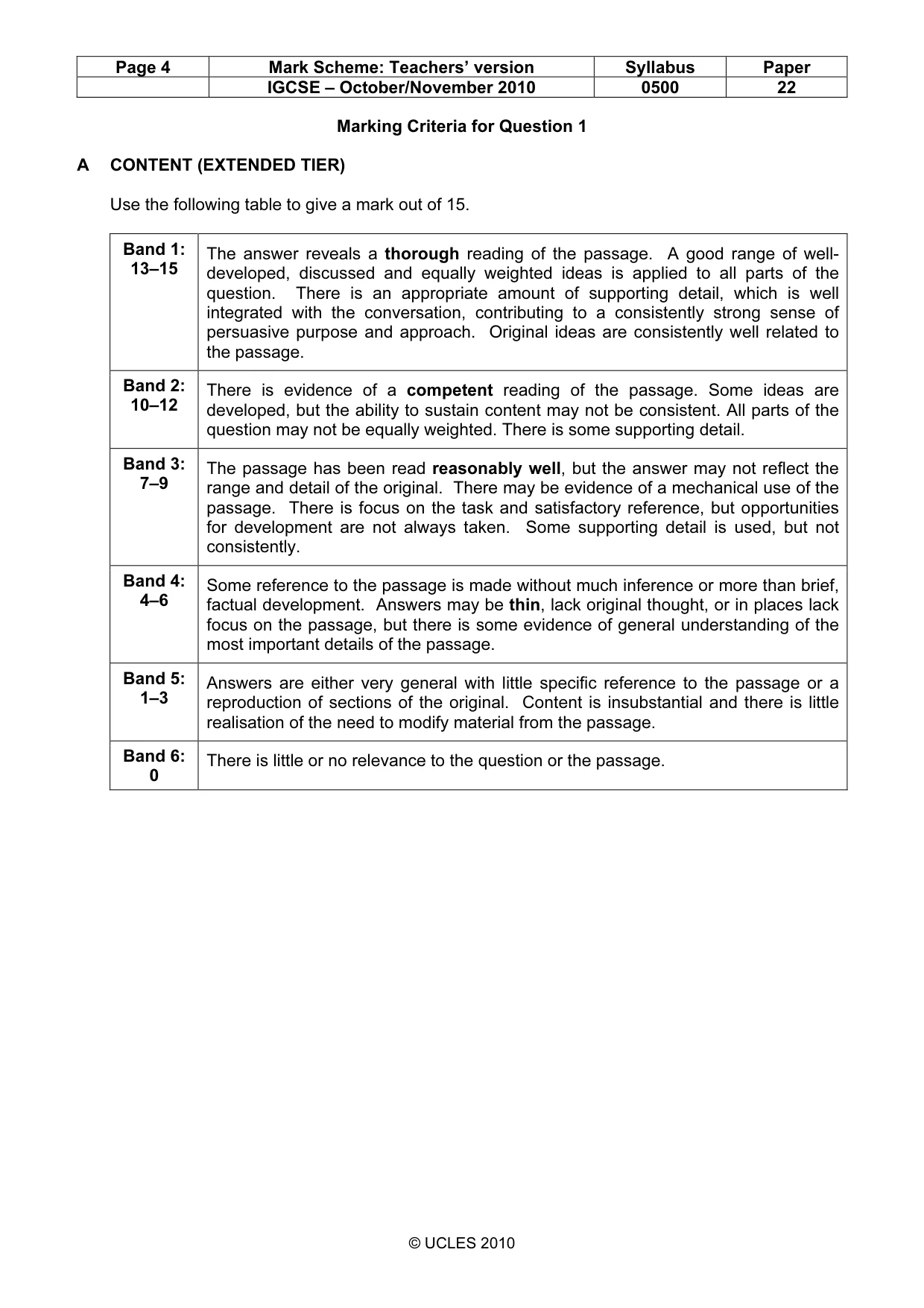 Mark scheme, page 4 of 9