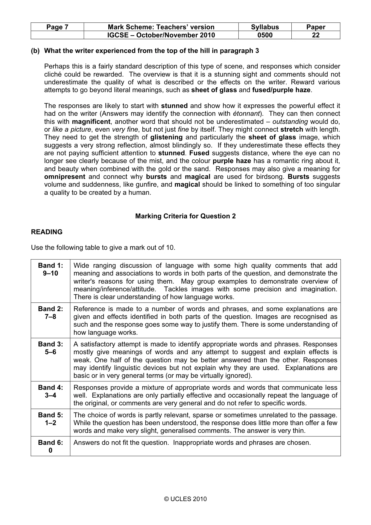 Mark scheme, page 7 of 9