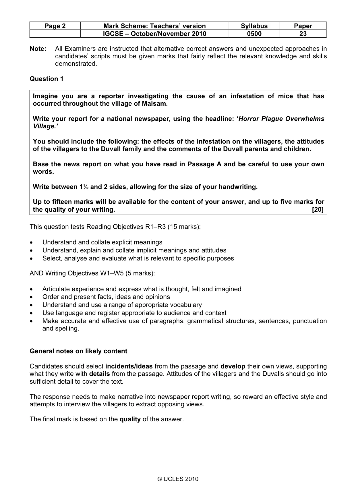 Mark scheme, page 2 of 11