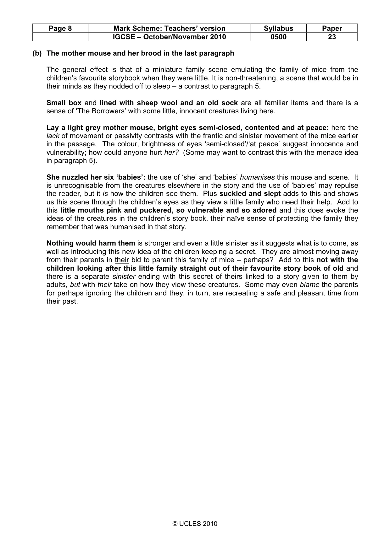 Mark scheme, page 8 of 11