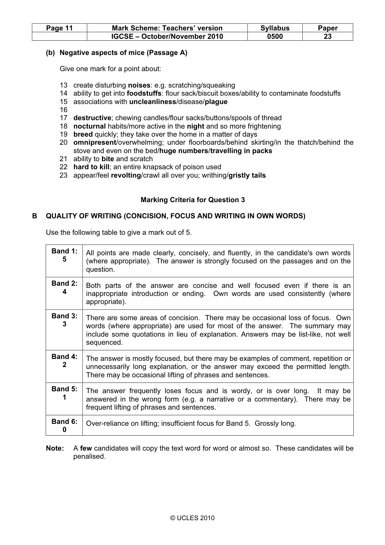 Mark scheme, page 11 of 11