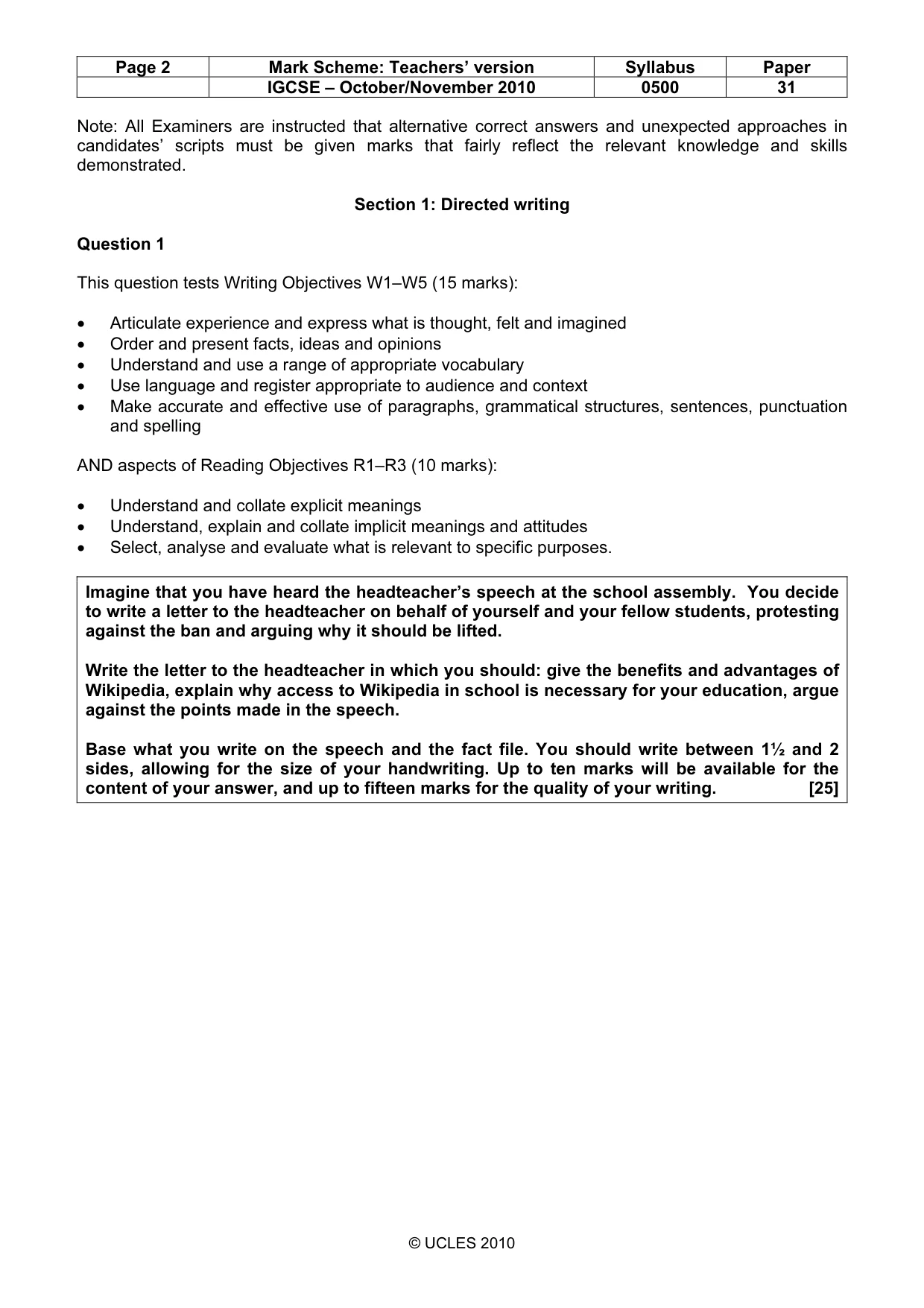 Mark scheme, page 2 of 8