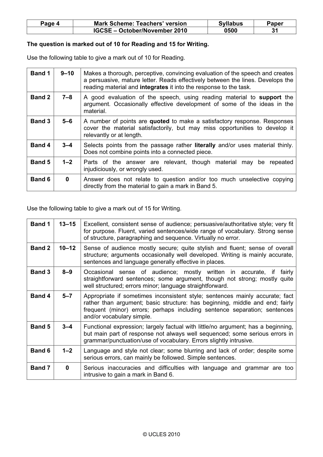 Mark scheme, page 4 of 8