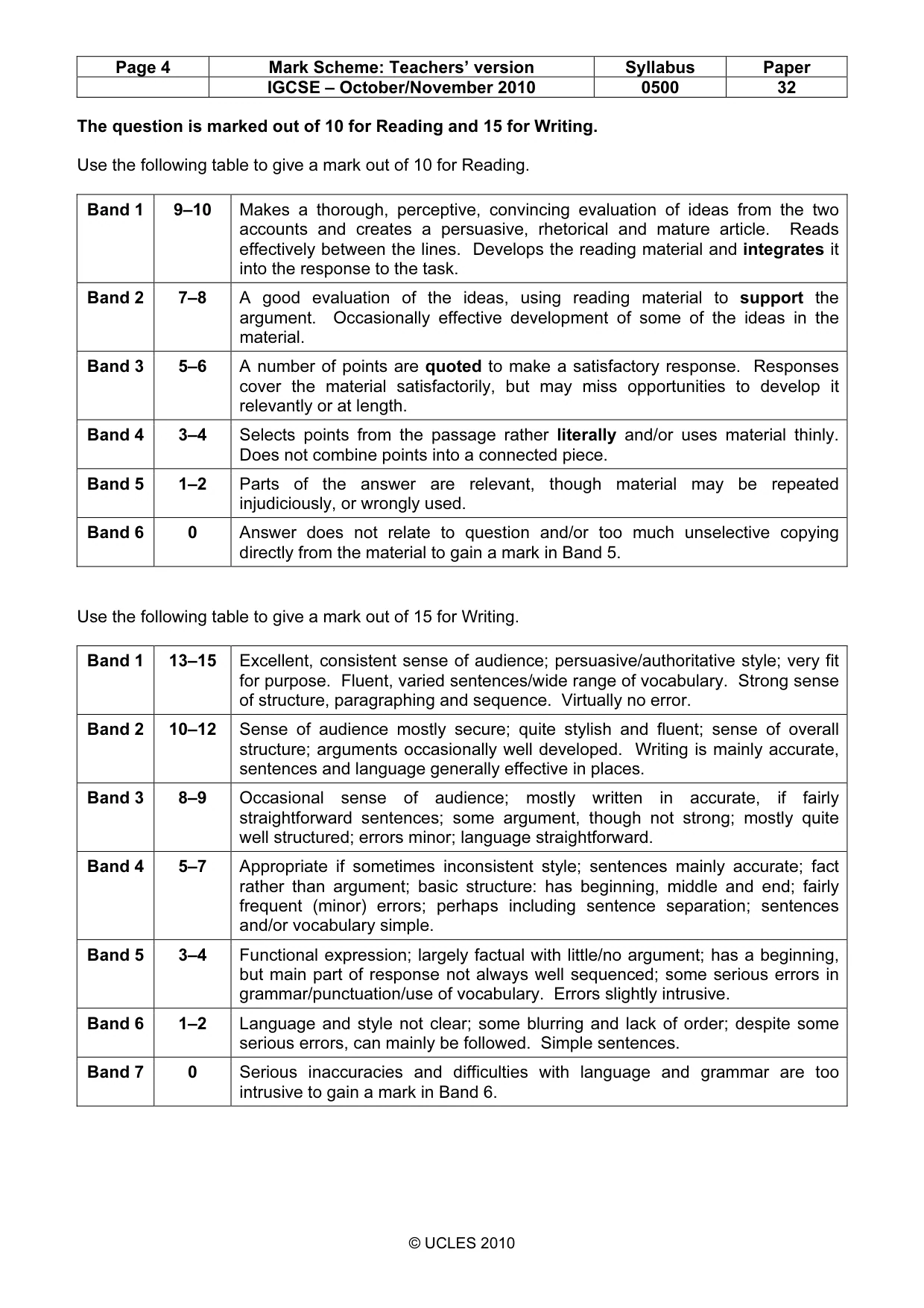 Mark scheme, page 4 of 8