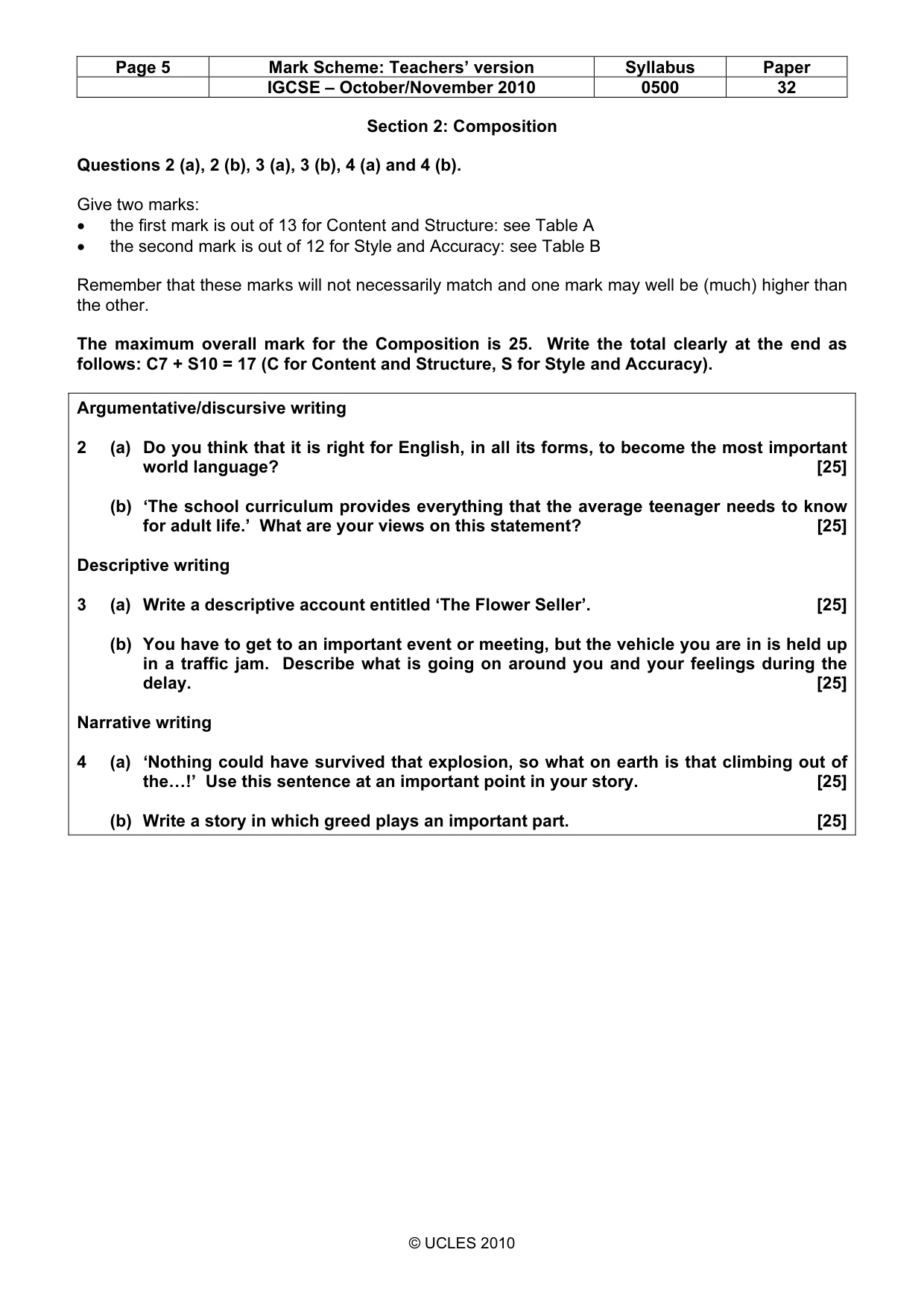 Mark scheme, page 5 of 8