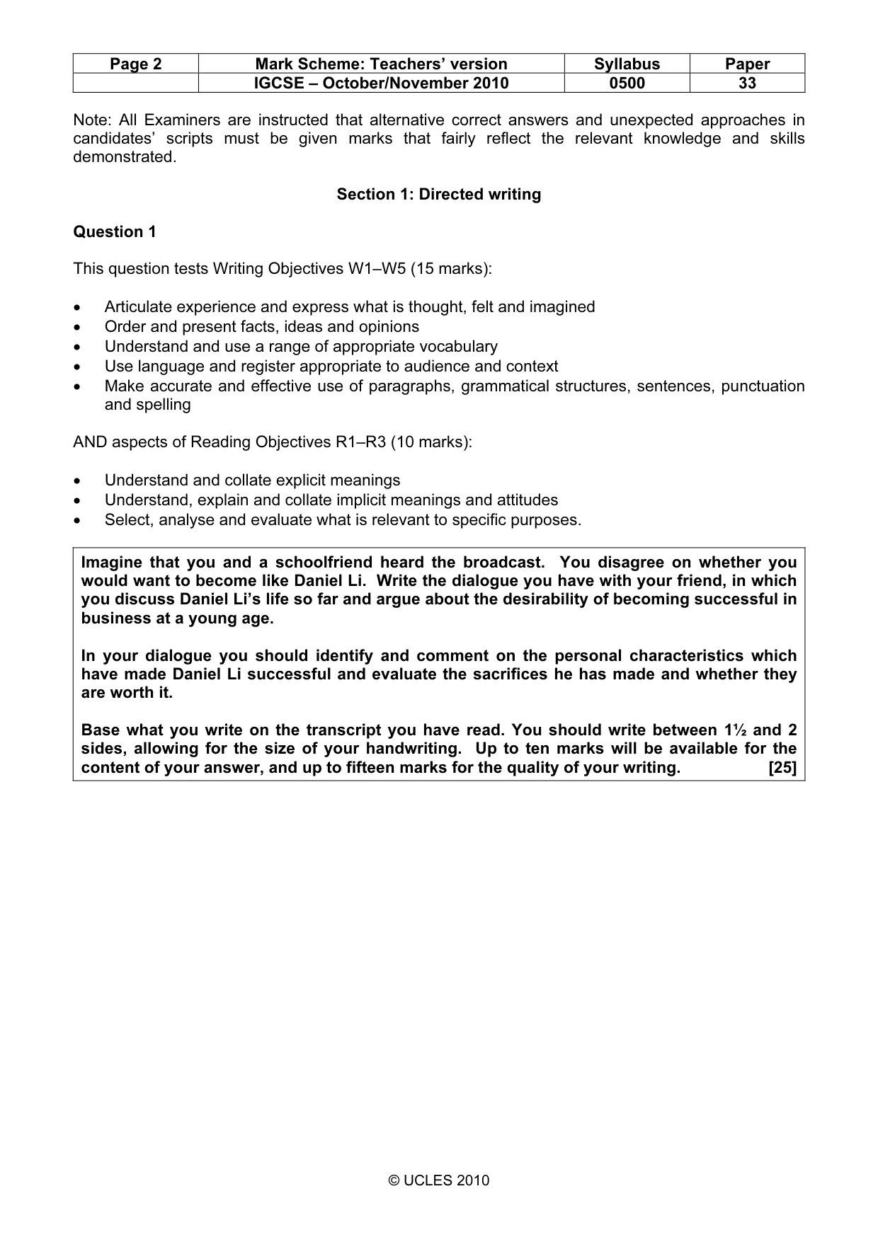 Mark scheme, page 2 of 8