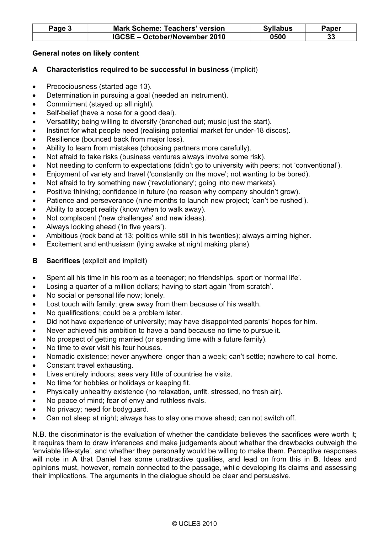 Mark scheme, page 3 of 8