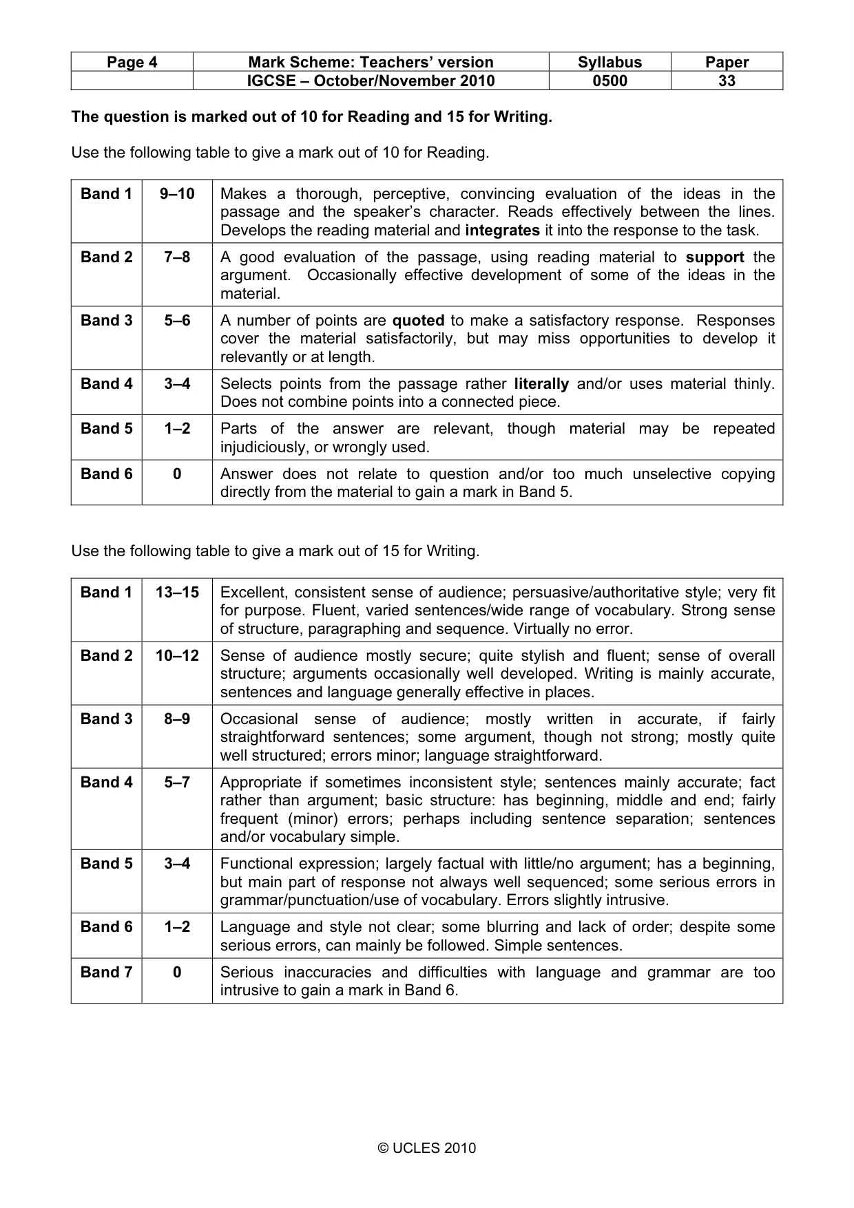 Mark scheme, page 4 of 8