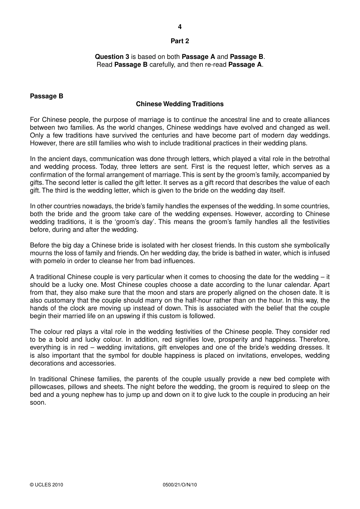 Cambridge IGCSE English - First Language 0500 2010 Oct/Nov Paper 2 · Variant 1 question paper, page 4 of 8