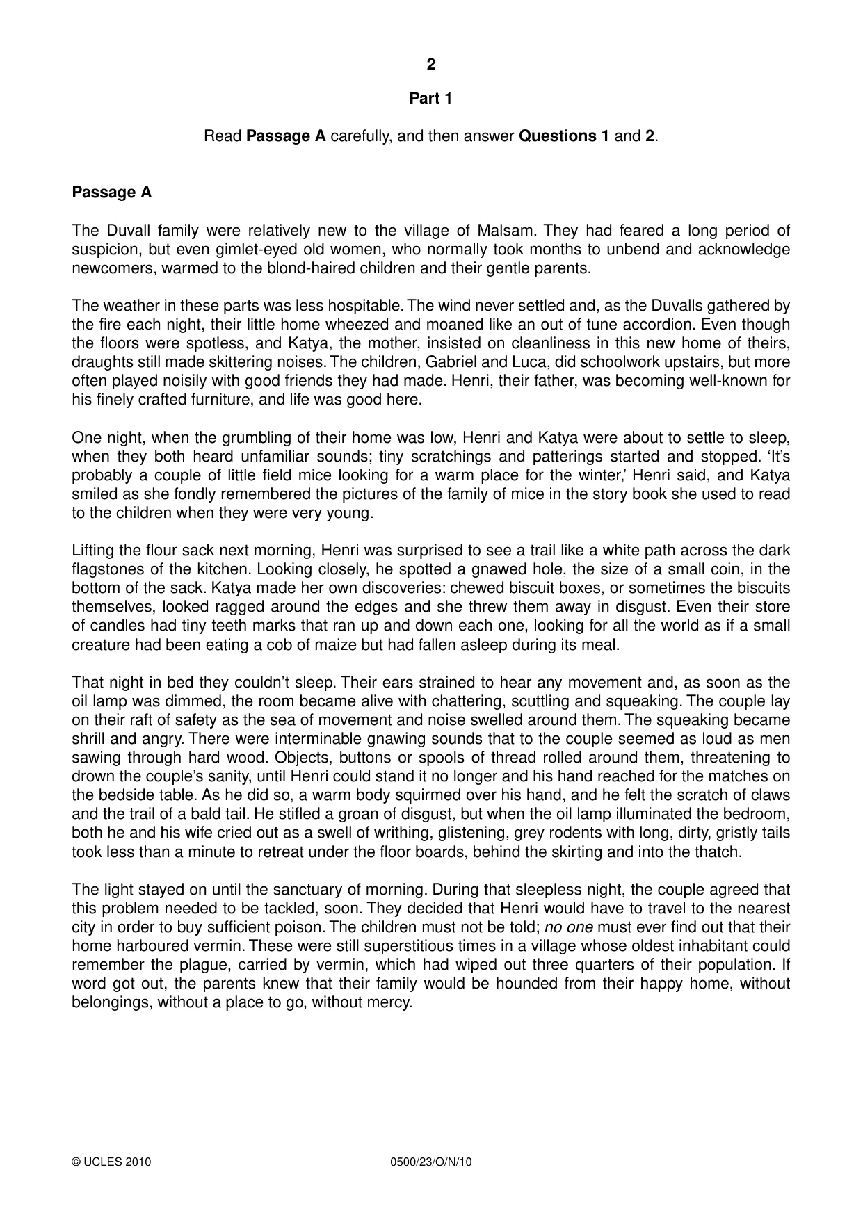 Cambridge IGCSE English - First Language 0500 2010 Oct/Nov Paper 2 · Variant 3 question paper, page 2 of 8
