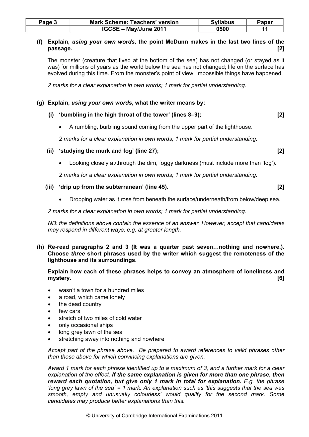 Mark scheme, page 3 of 6
