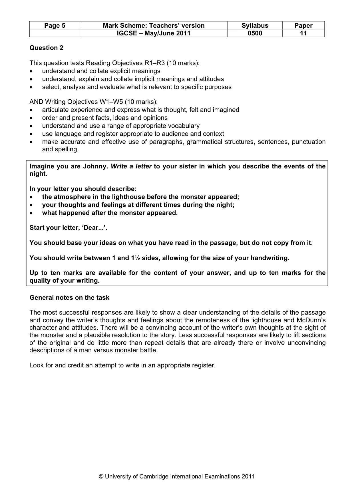 Mark scheme, page 5 of 6