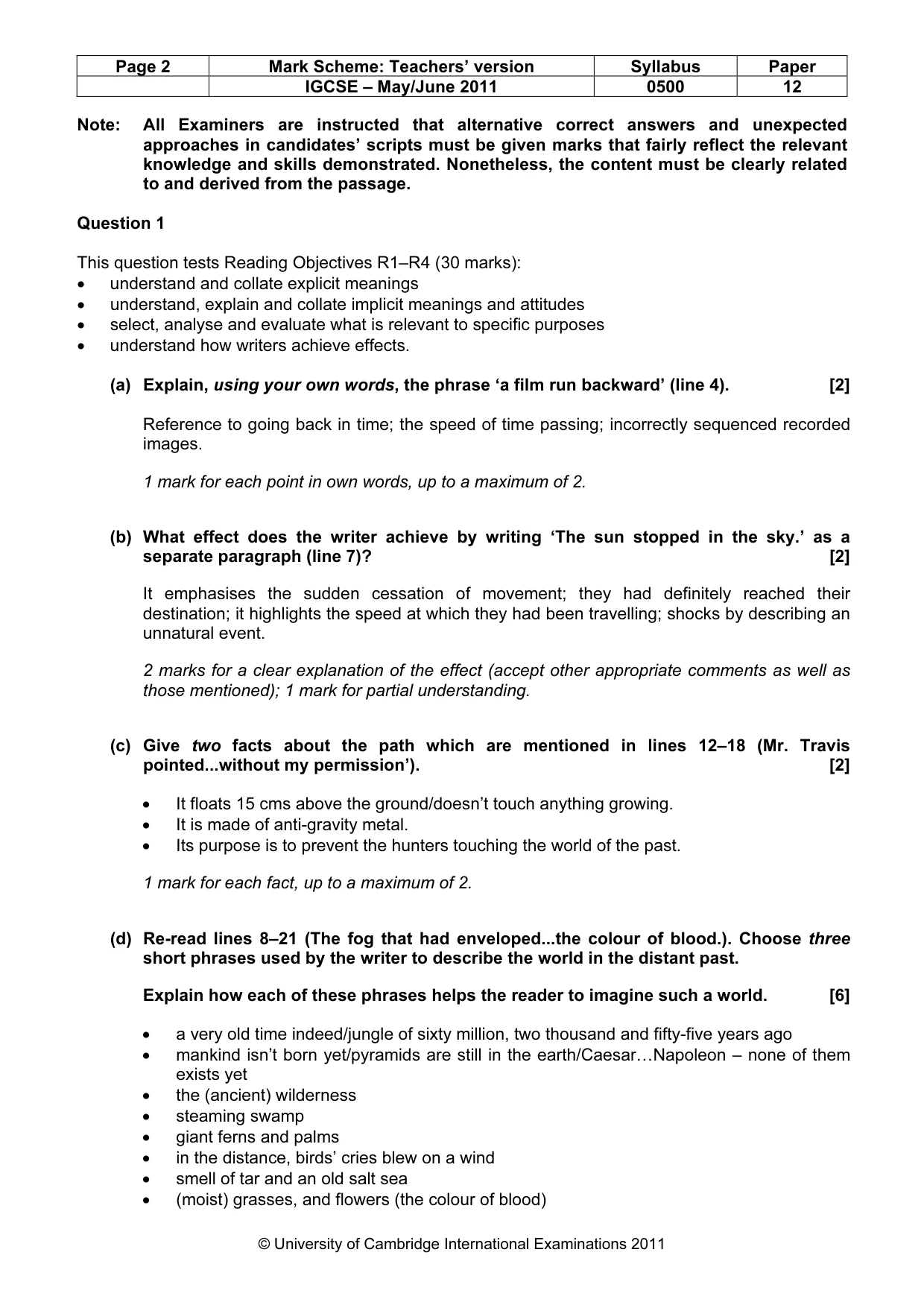 Mark scheme, page 2 of 6