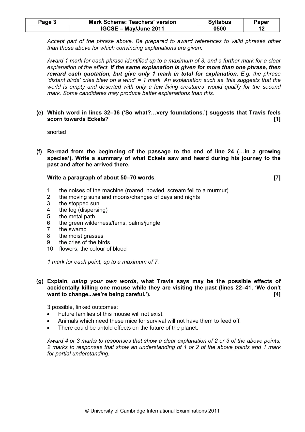 Mark scheme, page 3 of 6