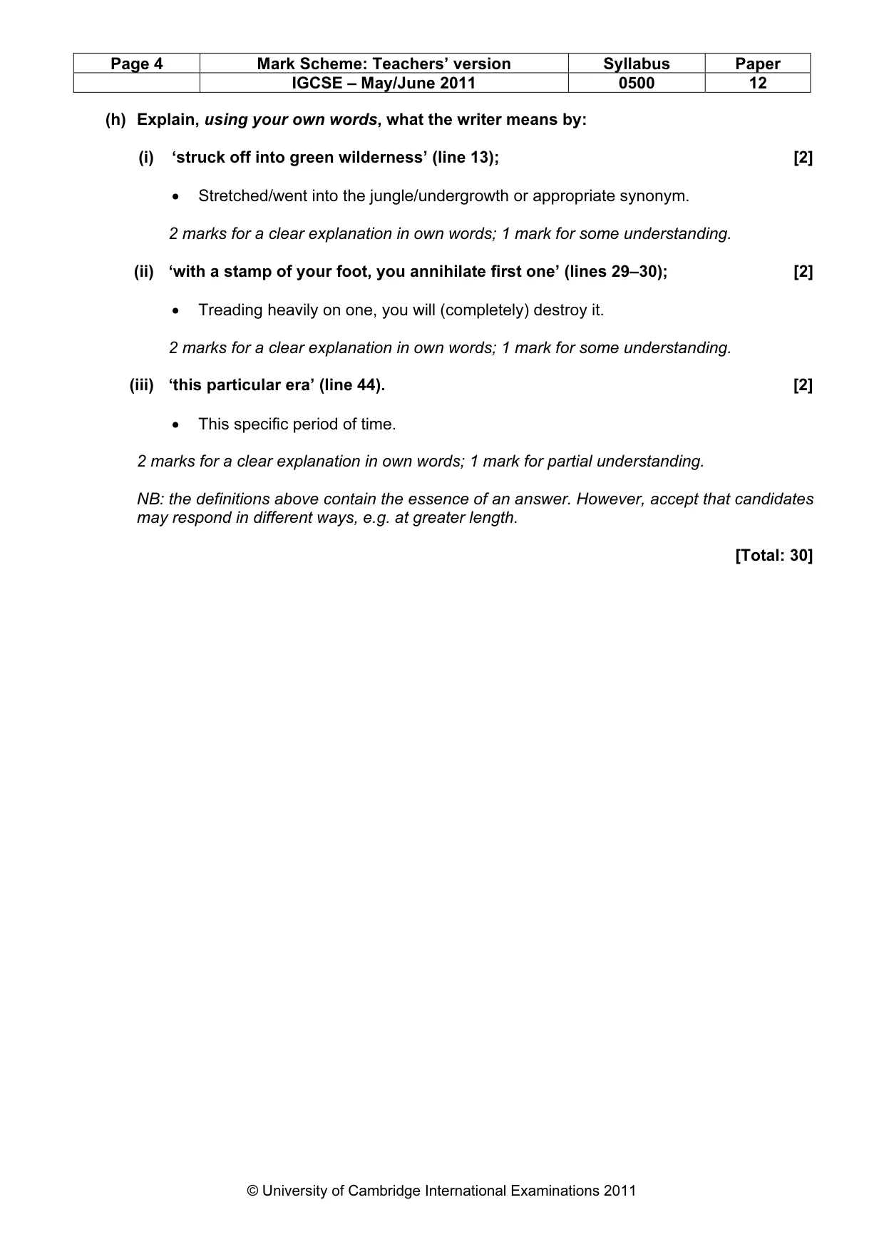 Mark scheme, page 4 of 6