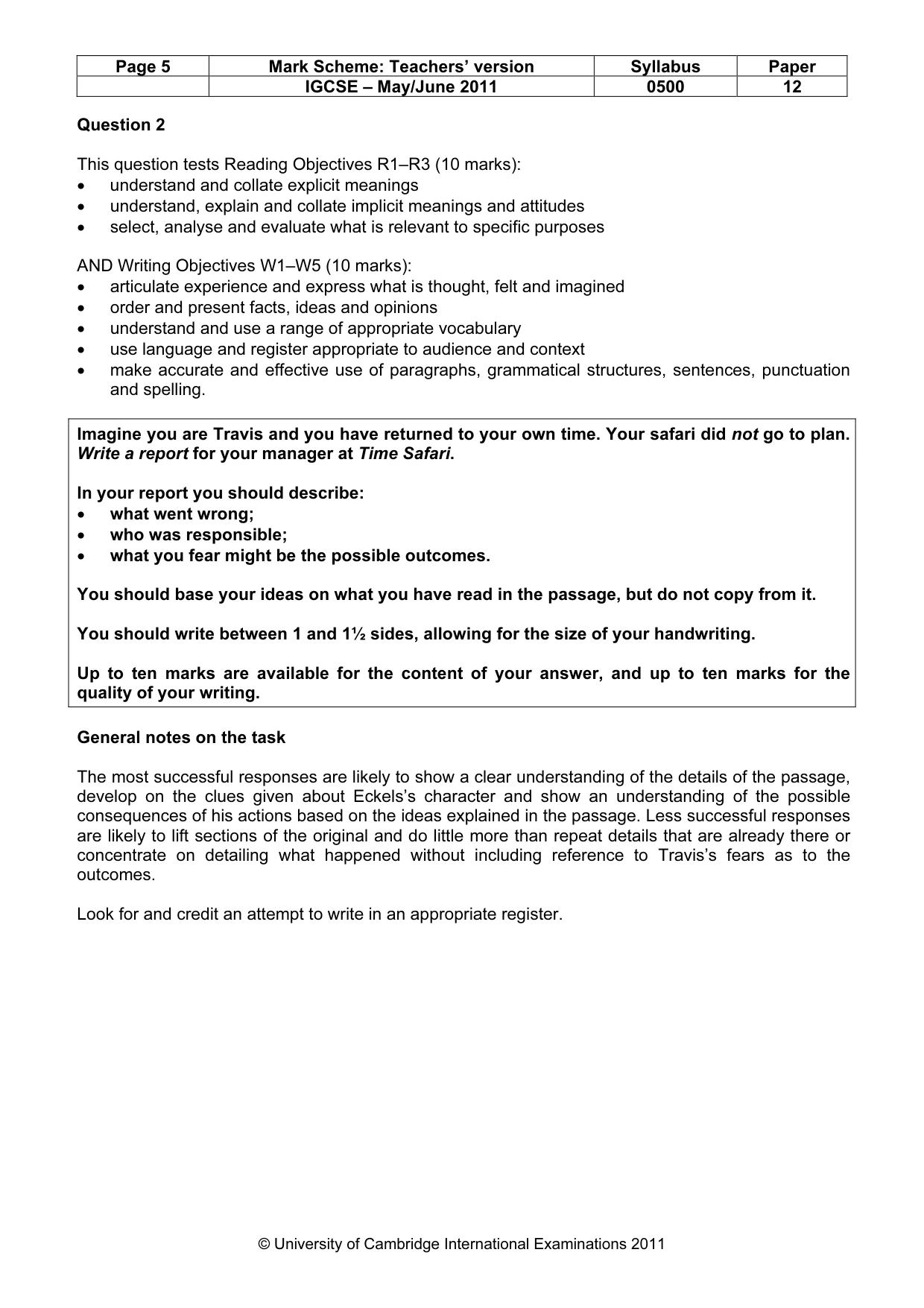 Mark scheme, page 5 of 6