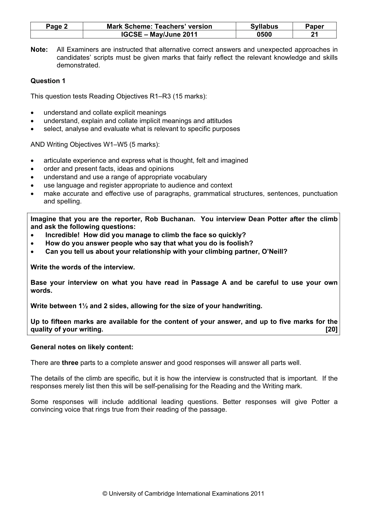 Mark scheme, page 2 of 8